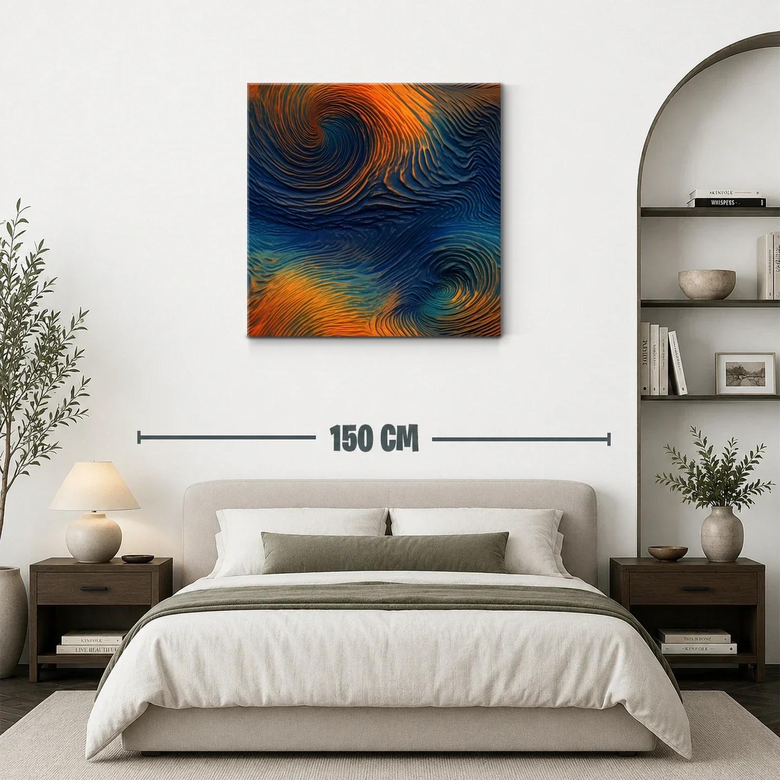Cuadro abstracto con remolinos en tonos cálidos y profundos — miniatura 3