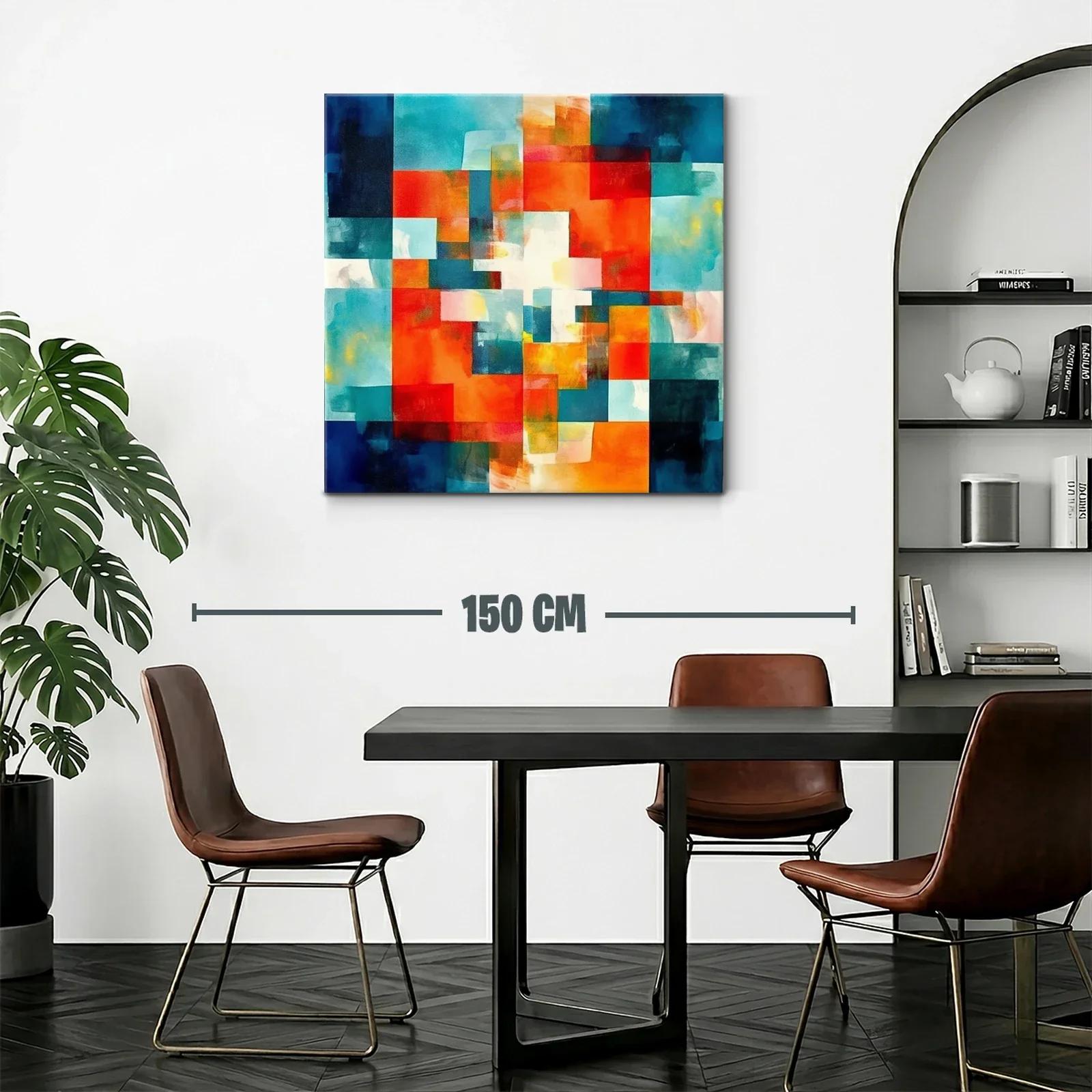 Cuadro abstracto con bloques vibrantes y tonos cálidos — miniatura 2