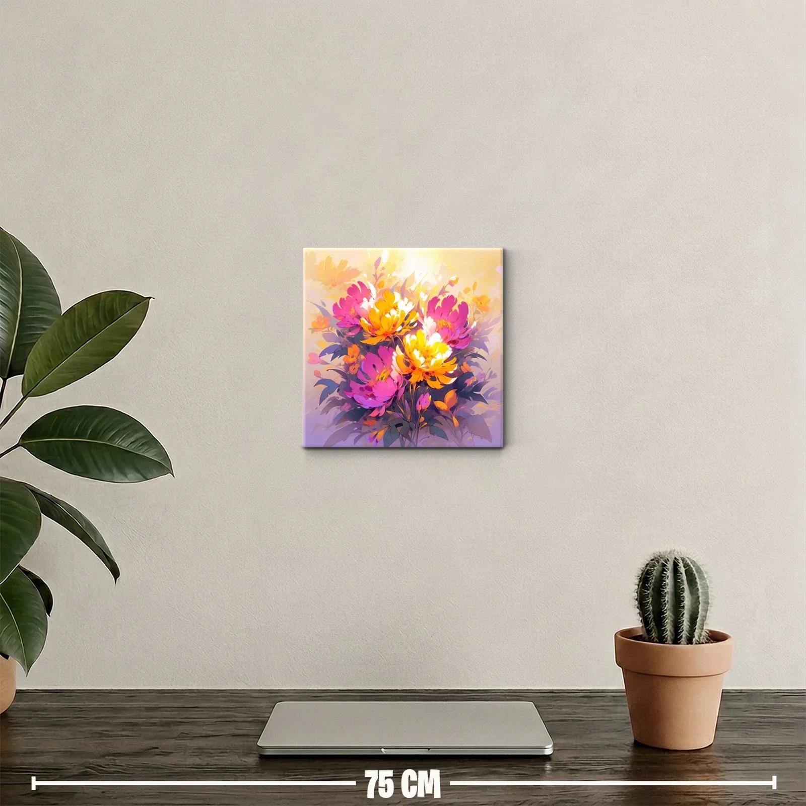 Cuadro con ramo de flores vibrantes en tonos cálidos — miniatura 2