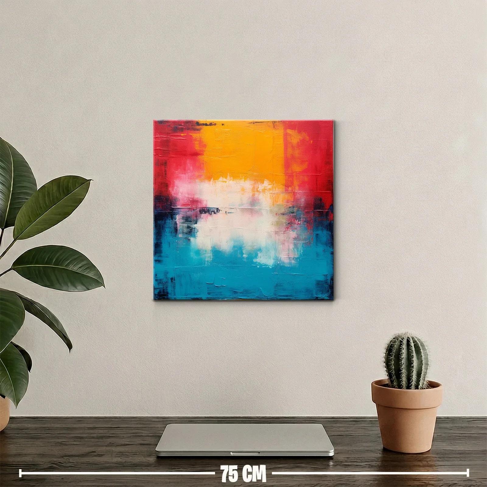Cuadro abstracto en vibrantes tonos cálidos y fríos — miniatura 2