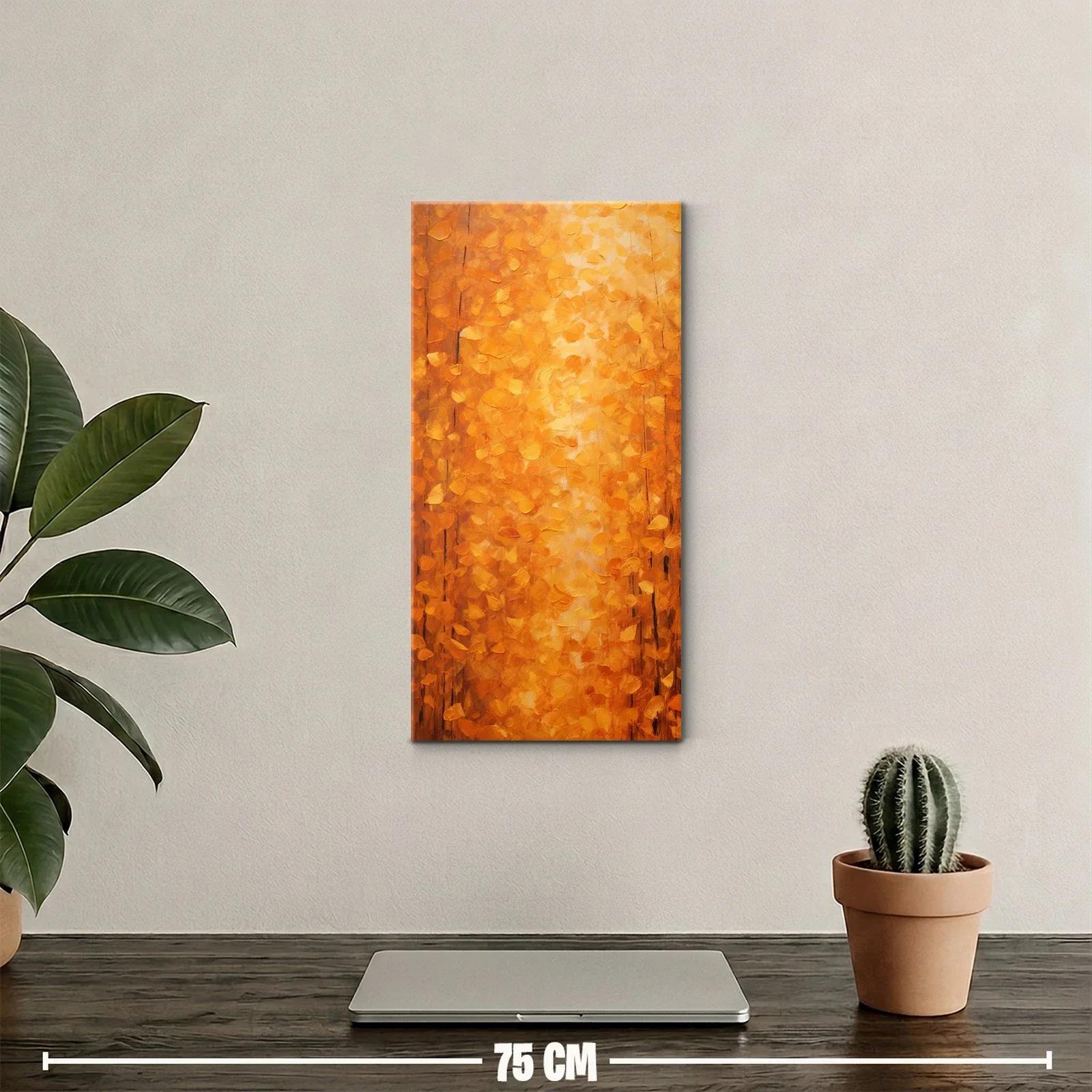Cuadro campo de luz ámbar con follaje dorado — miniatura 2