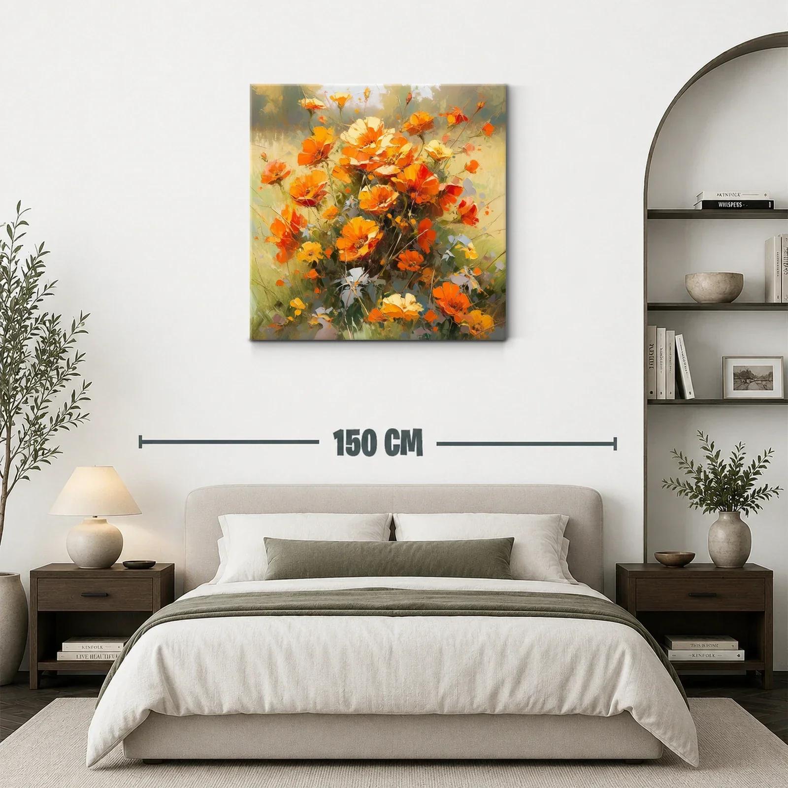Cuadro floral con vibrantes tonos naranjas y amarillos — miniatura 3