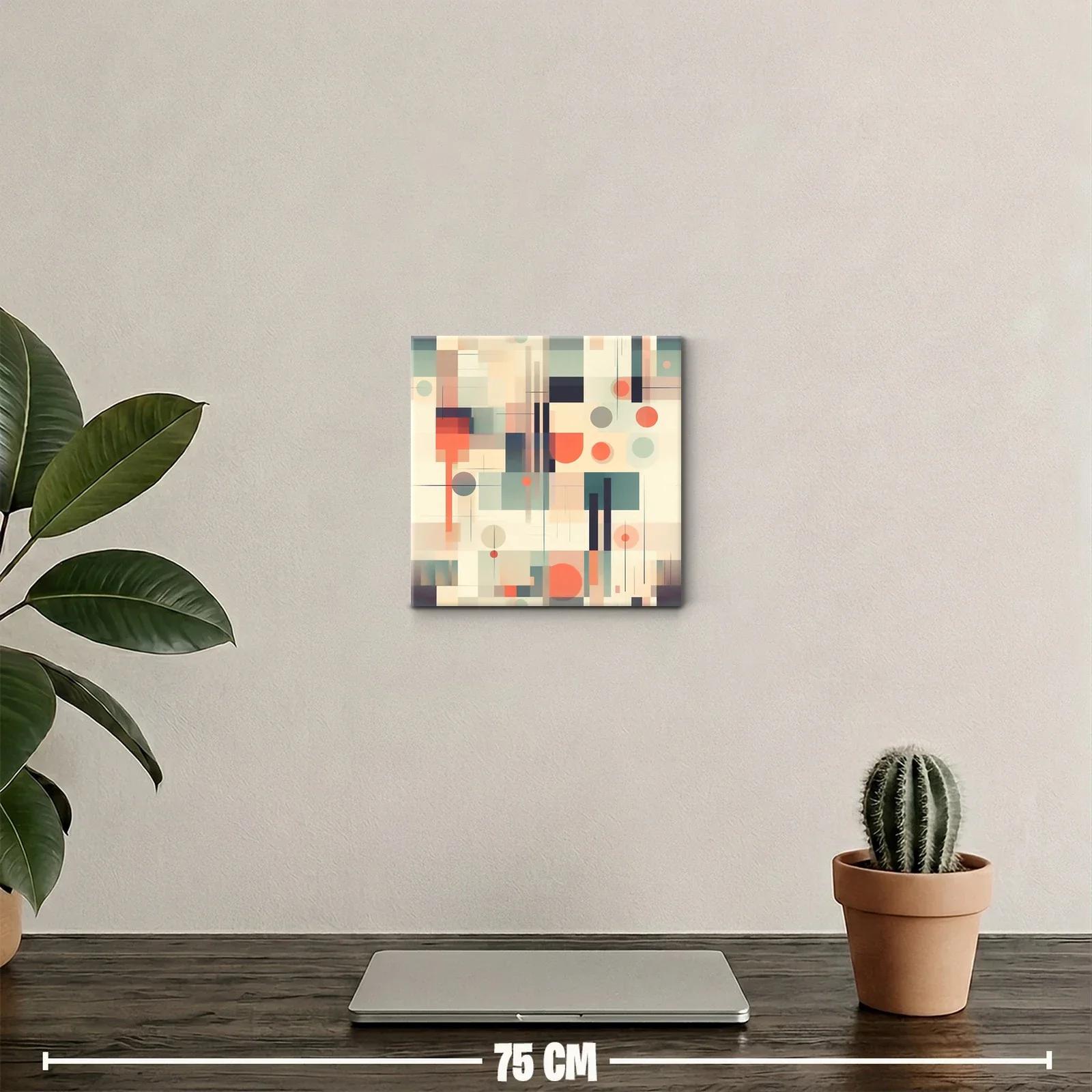 Cuadro abstracto con formas geométricas y colores cálidos — miniatura 2