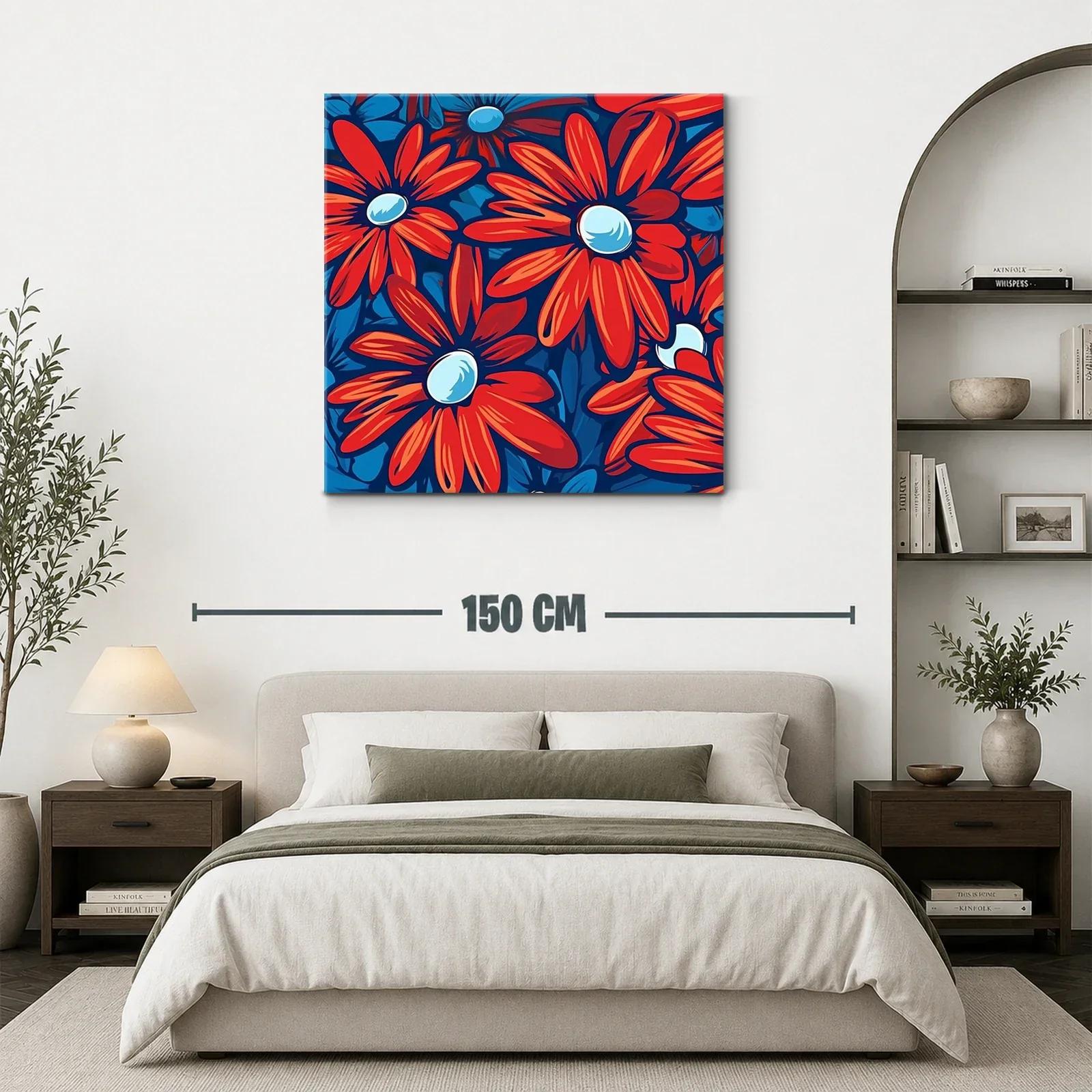 Flores vibrantes en tonos rojos y azules intensos — miniatura 3