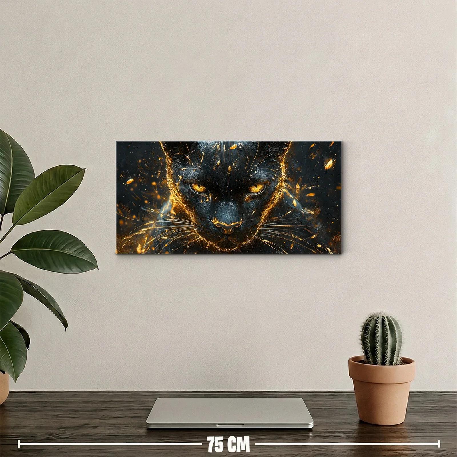Cuadro pantera negra de mirada dorada — miniatura 2