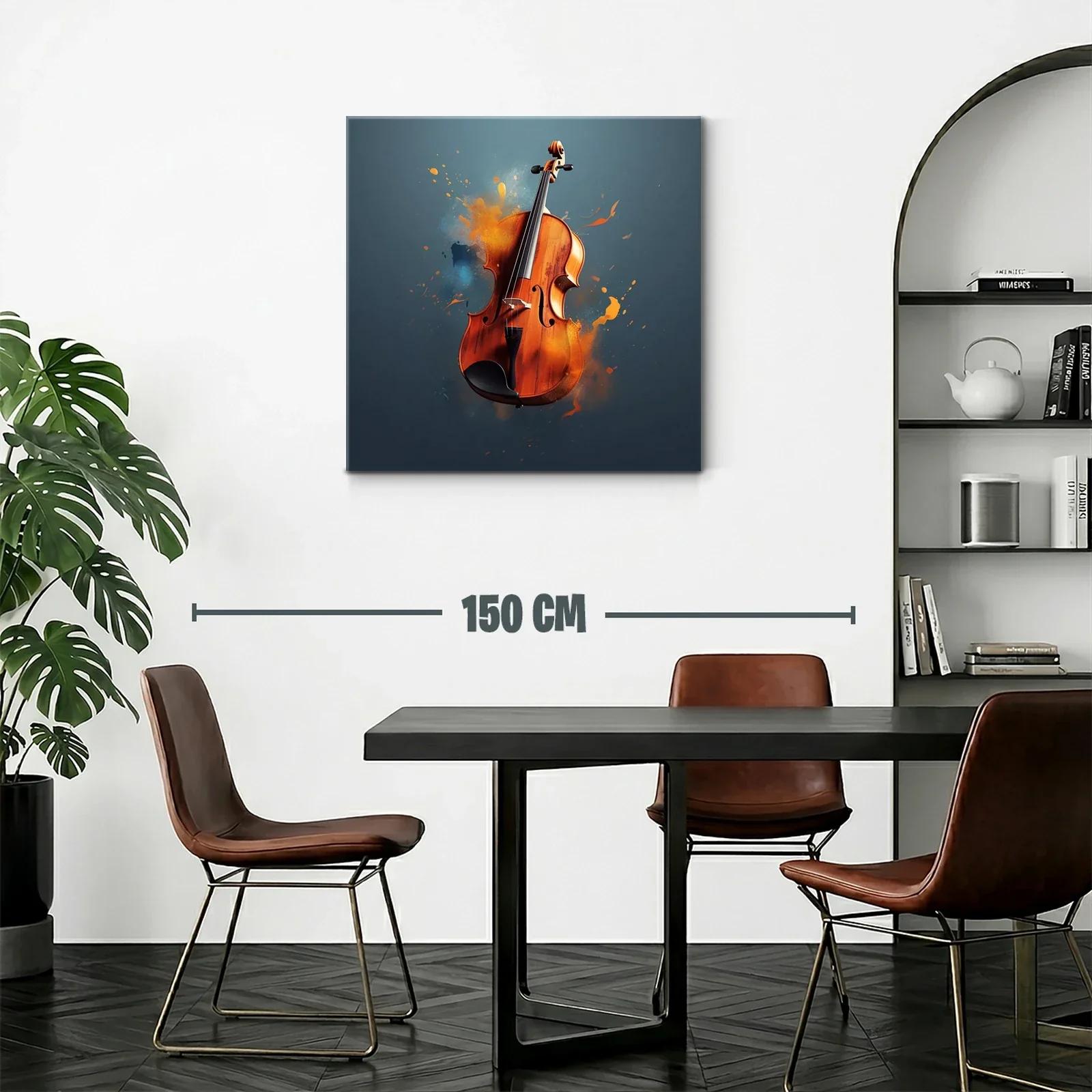 Violín con efectos de pintura vibrante sobre fondo azul — miniatura 2