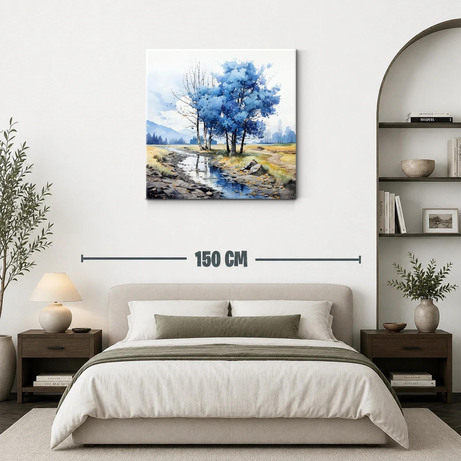 Paisaje sereno con árboles azules junto al riachuelo — miniatura 3