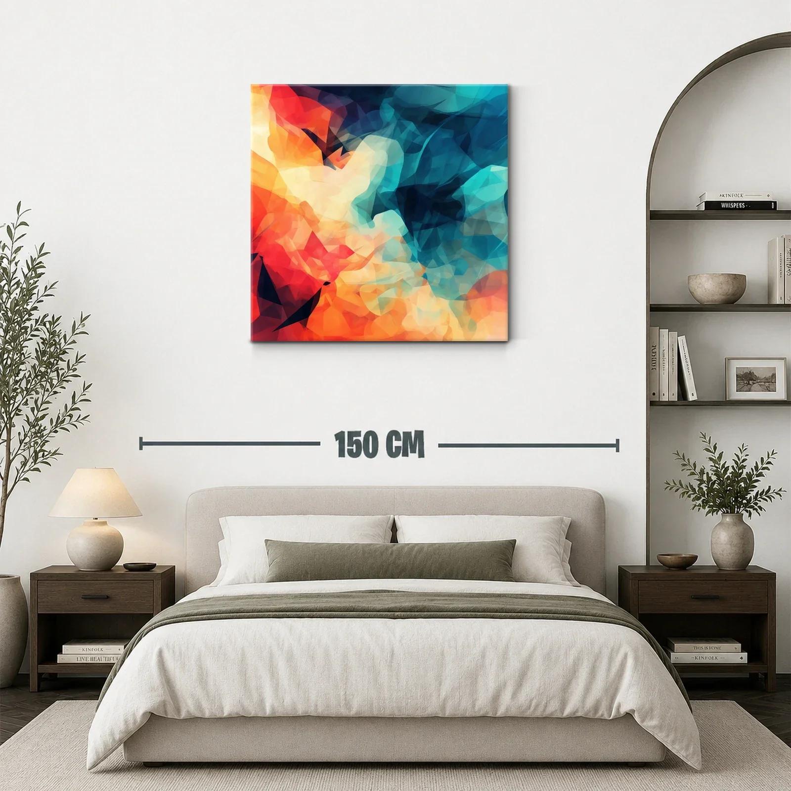 Cuadro abstracto en tonos cálidos y fríos vibrantes — miniatura 3