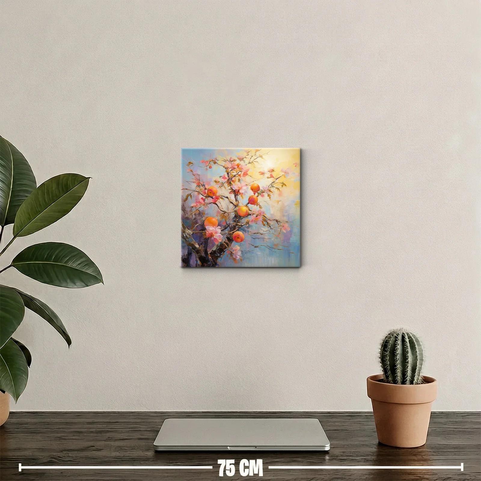 Cuadro decorativo con ramas de flor y fruta en tonos pastel — miniatura 2