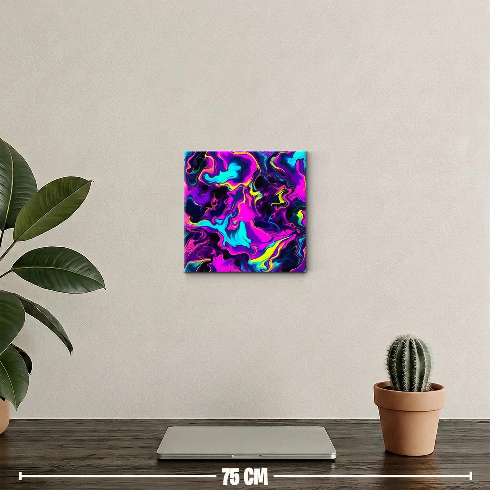 Cuadro Abstracto con Explosión de Colores Neón Vibrantes — miniatura 2