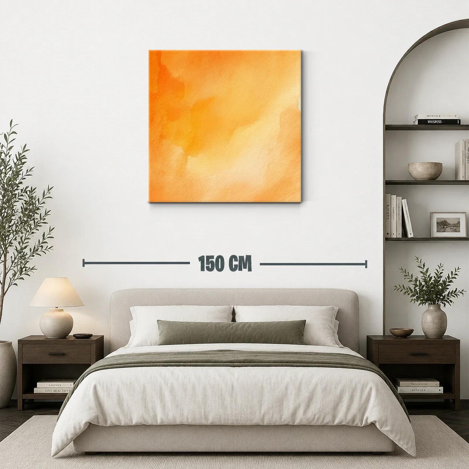 Cuadro abstracto con tonos cálidos en naranja y amarillo — miniatura 3