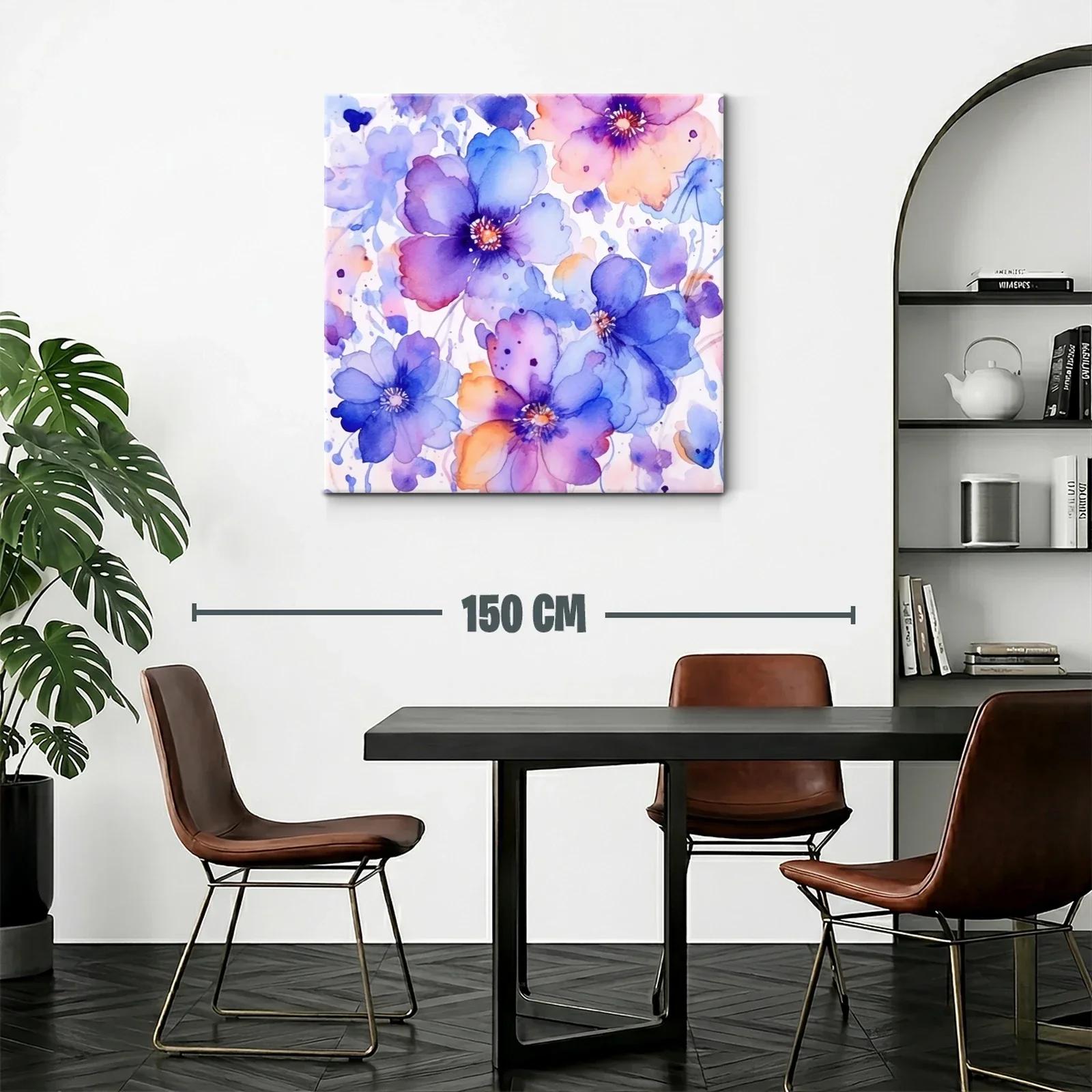 Cuadro floral con tonos lavanda y naranja pastel — miniatura 2