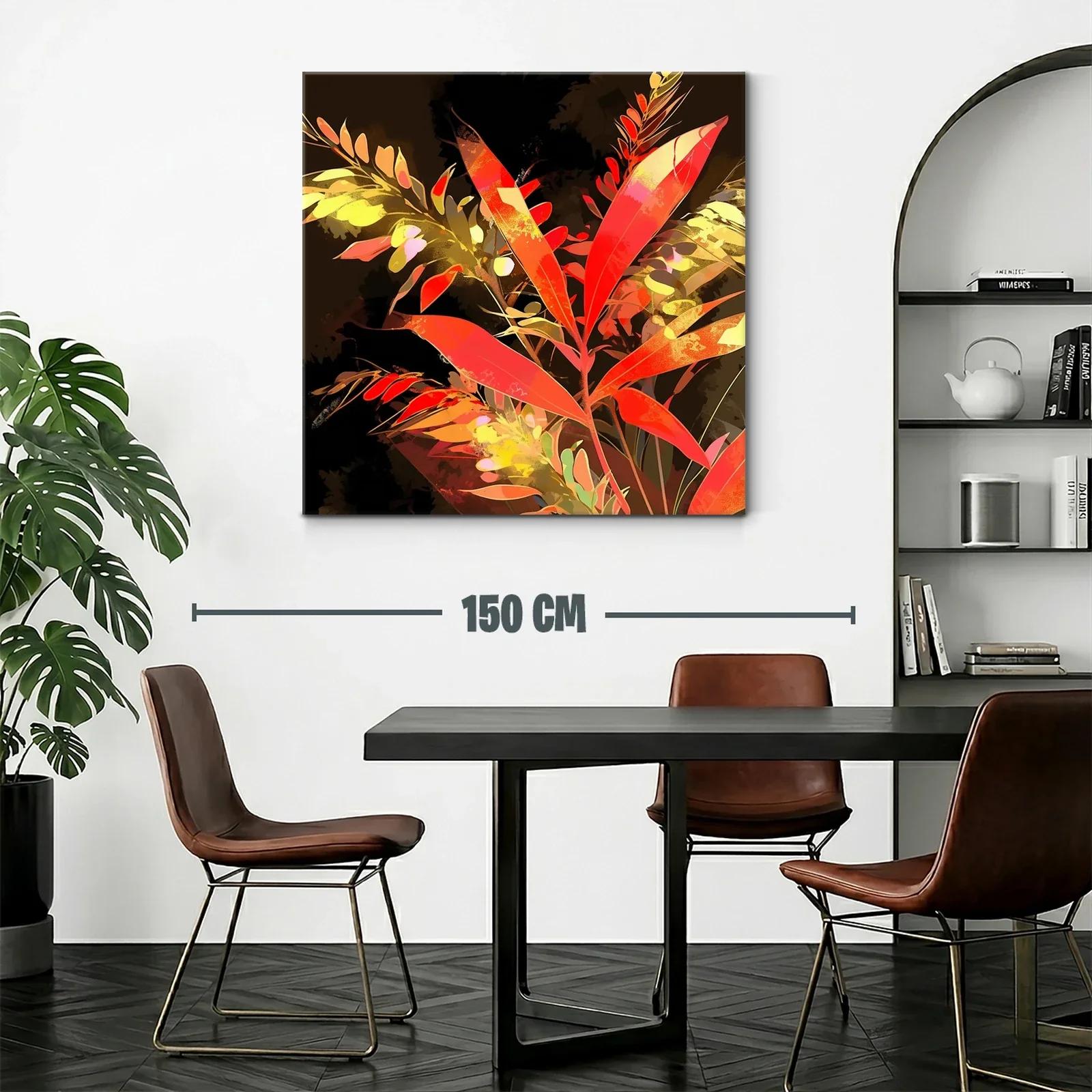 Composición floral vibrante con hojas en tonos rojos y amarillos — miniatura 2