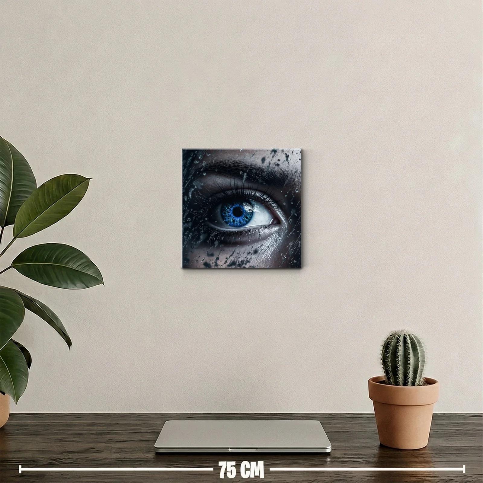 Impactante mirada azul con gotas en primer plano — miniatura 2