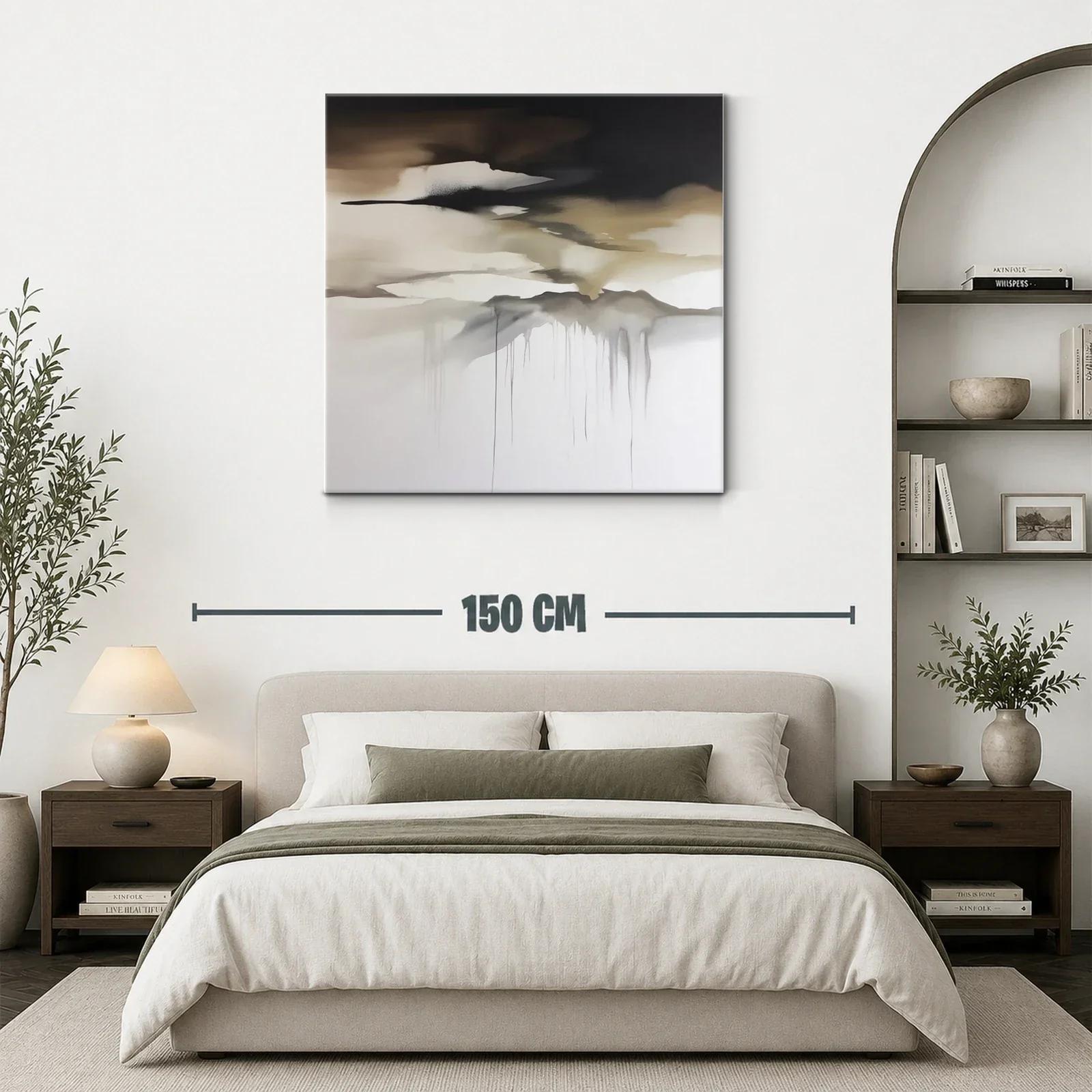 Cuadro abstracto con tonos tierra y grises suaves — miniatura 3