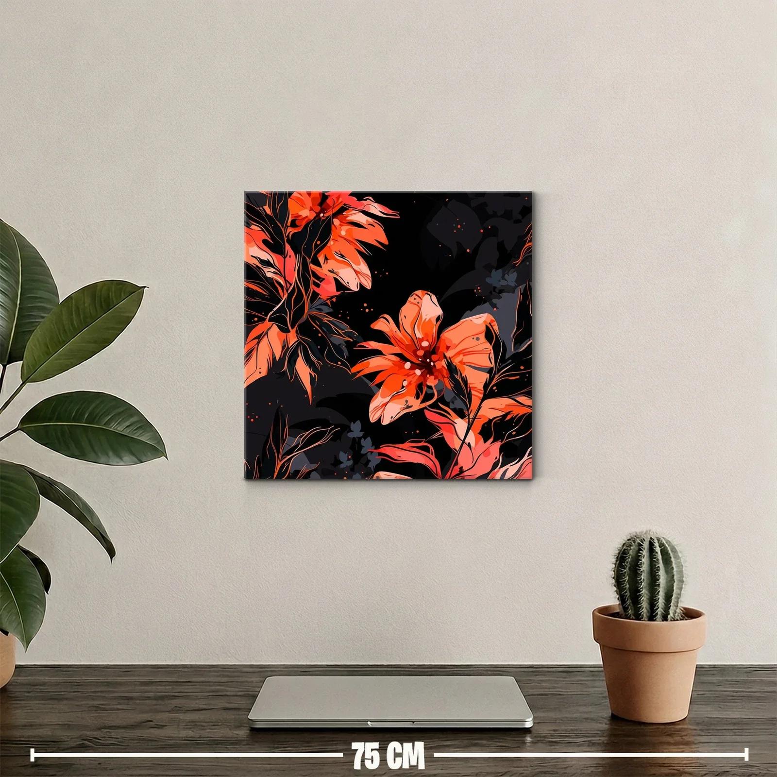 Flores vibrantes en tonos cálidos sobre fondo oscuro — miniatura 2