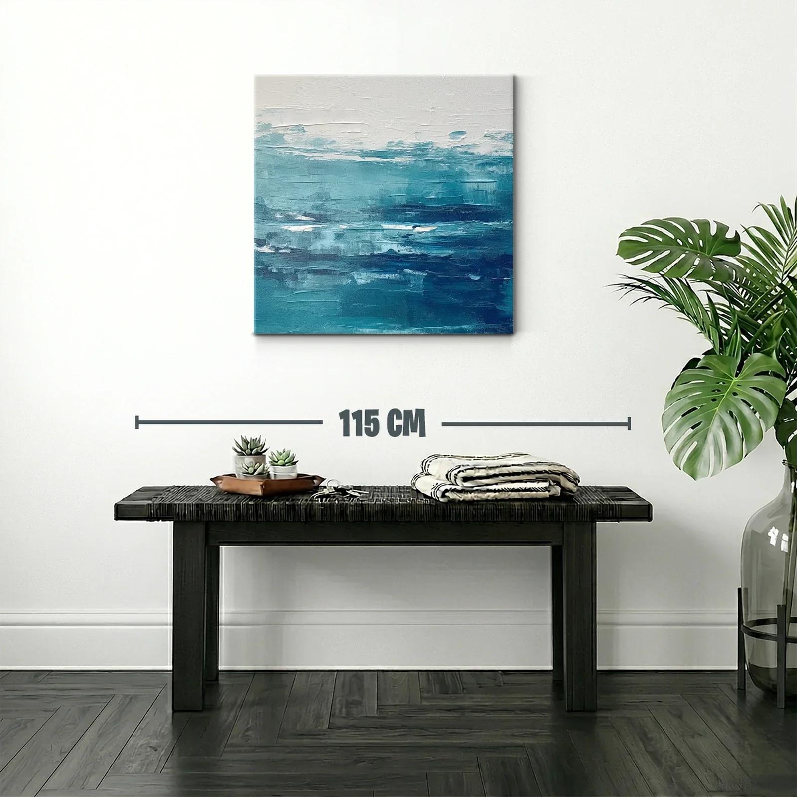 Cuadro abstracto con tonos azules para ambiente sereno — miniatura 2