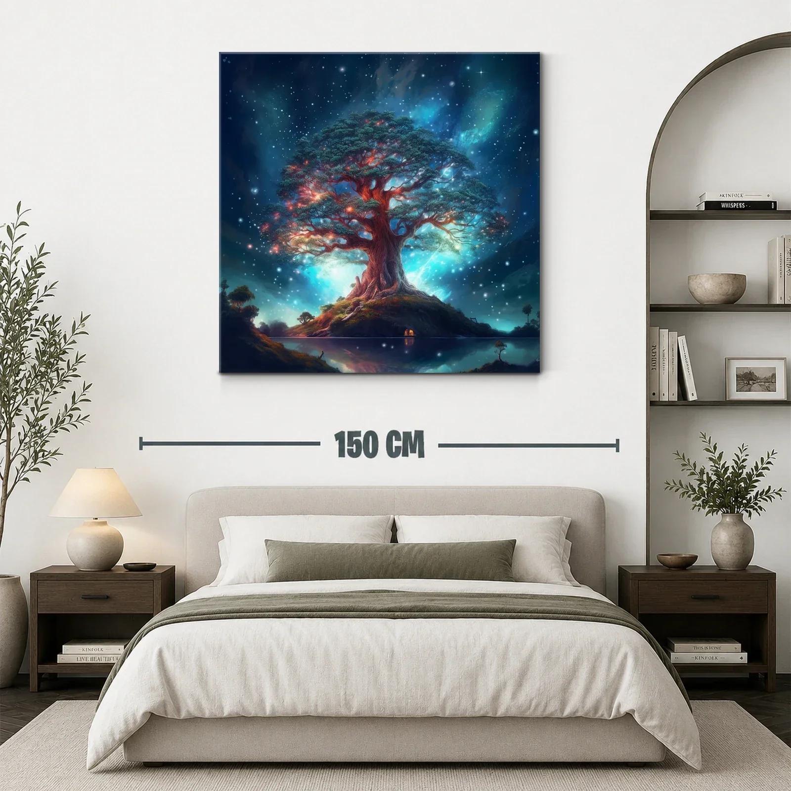 Árbol mágico iluminado bajo un cielo estrellado de fantasía — miniatura 3