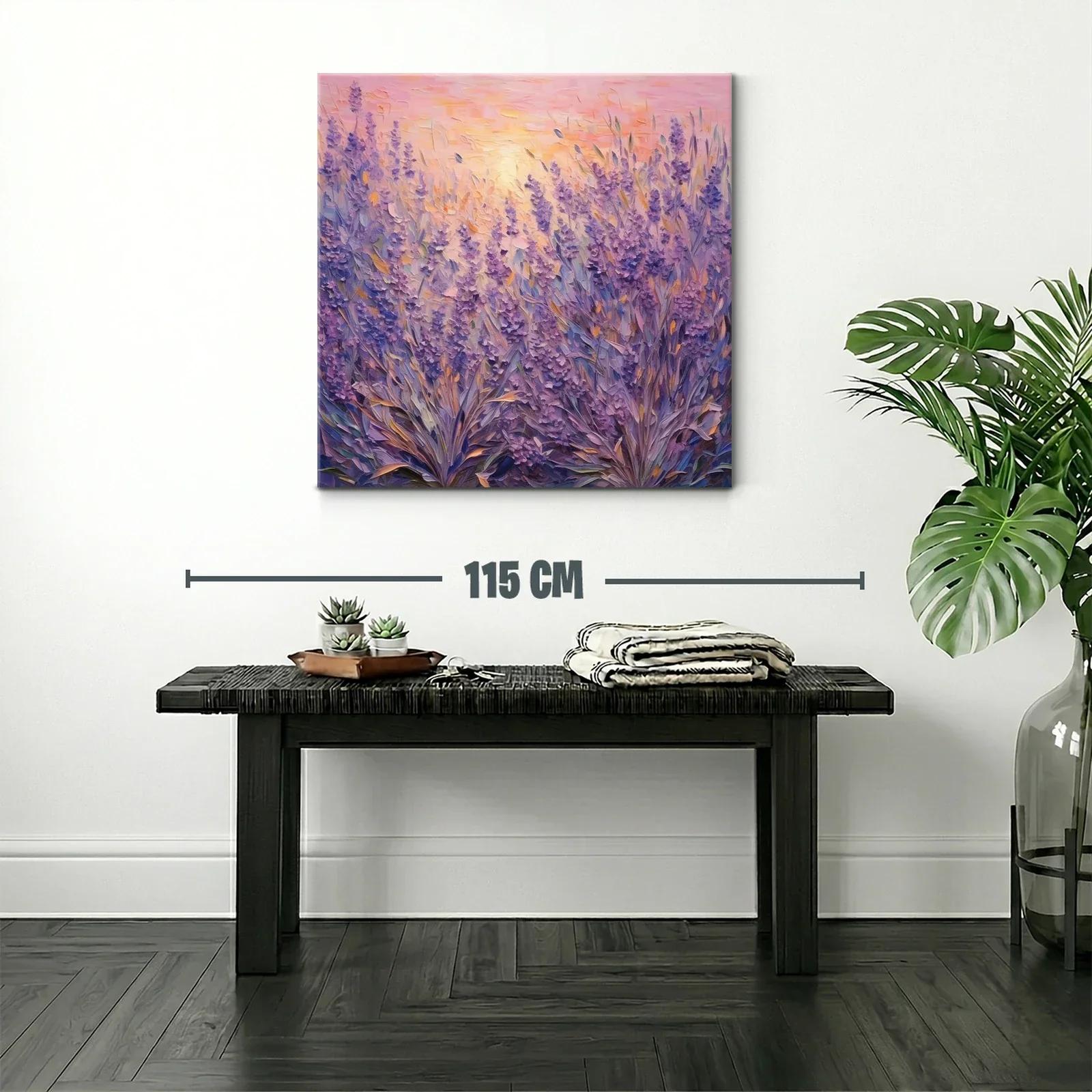 Campo de lavanda al atardecer con luz cálida y vibrante — miniatura 2
