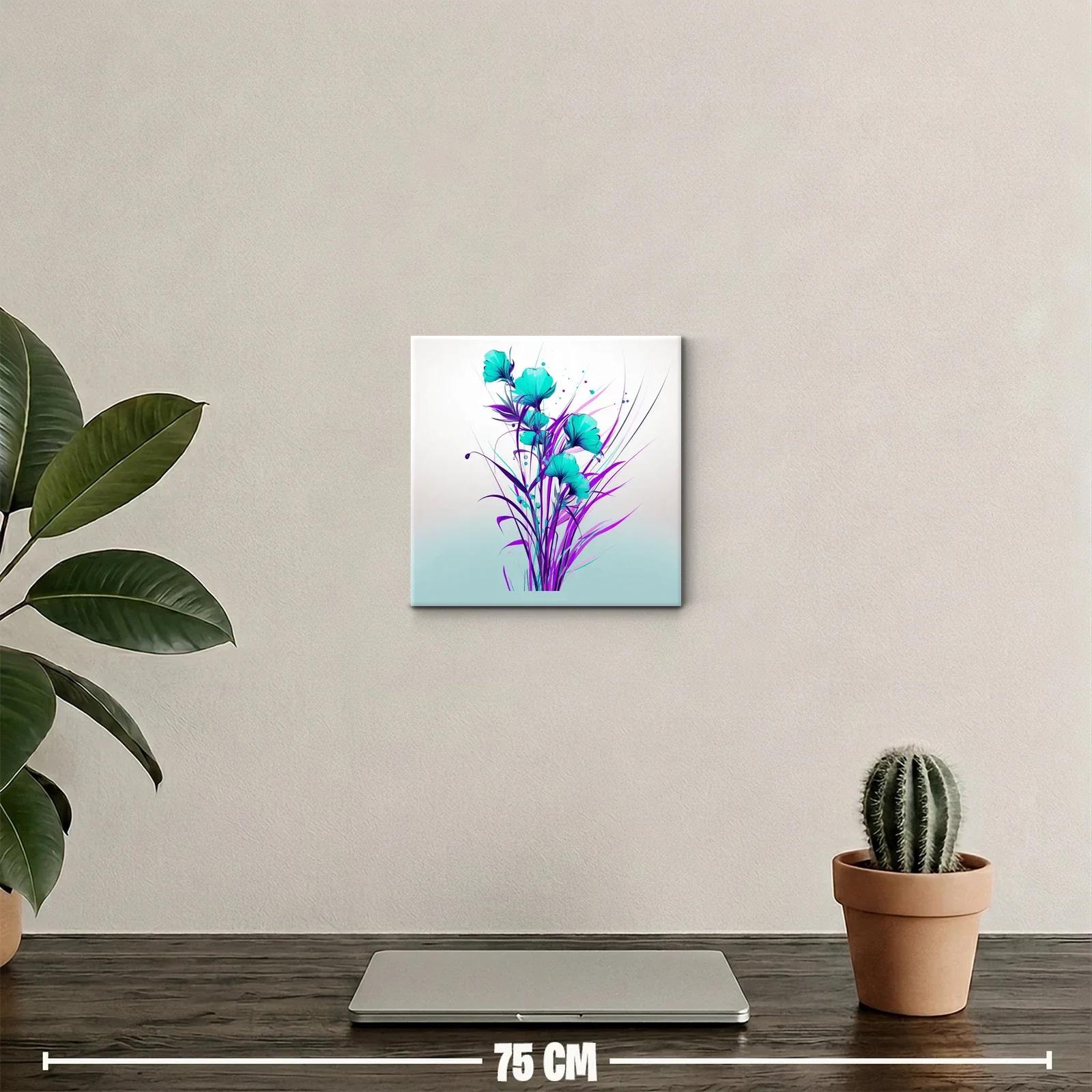 Floral vibrante en tonos turquesa y púrpura modernos — miniatura 2