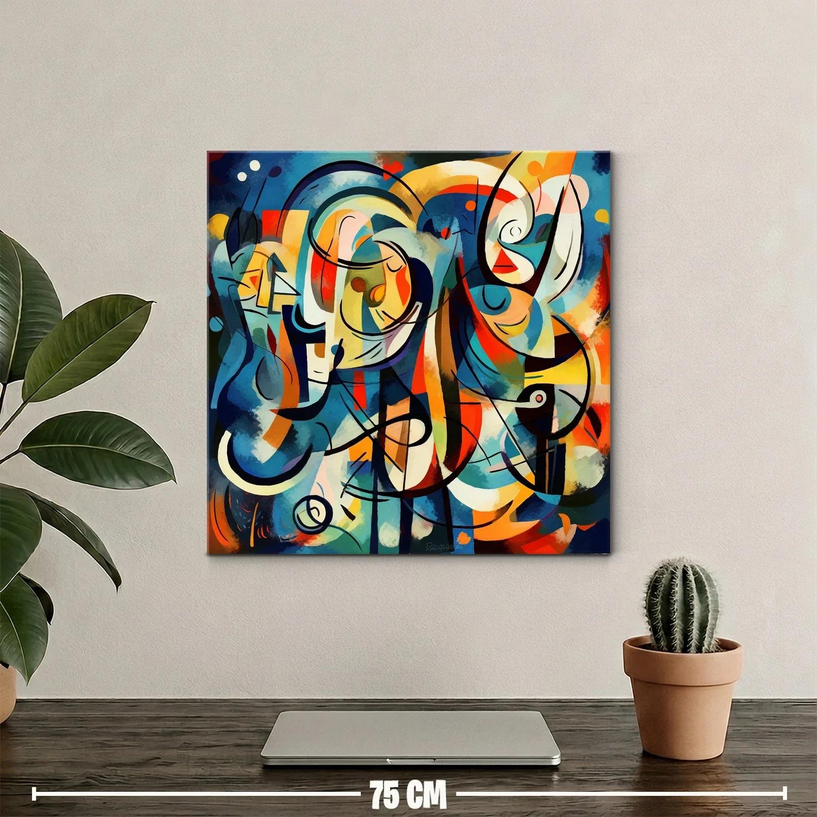 Cuadro abstracto con vibrantes formas y líneas dinámicas — miniatura 2