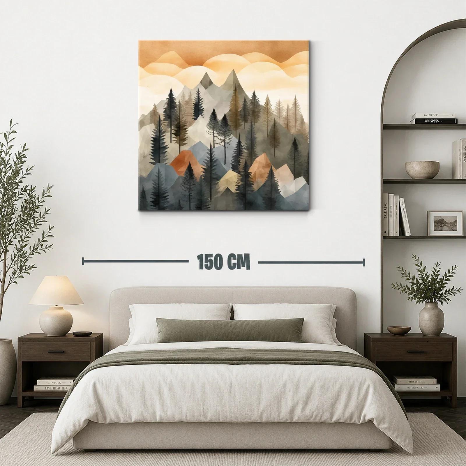 Montañas y pinos en tonos tierra y grises suaves — miniatura 3