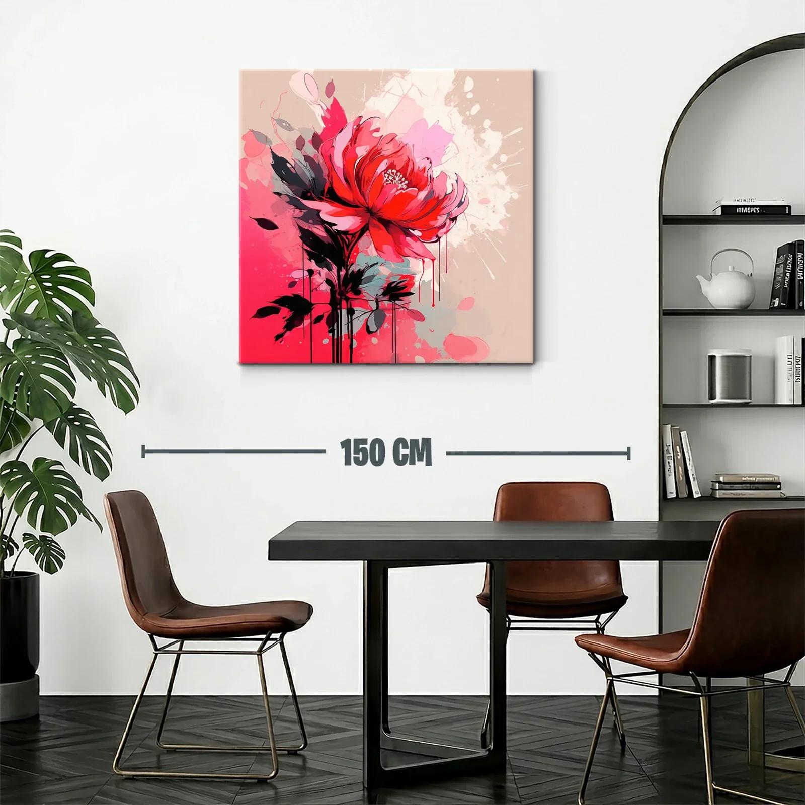 Flor roja vibrante sobre fondo abstracto en tonos suaves — miniatura 2