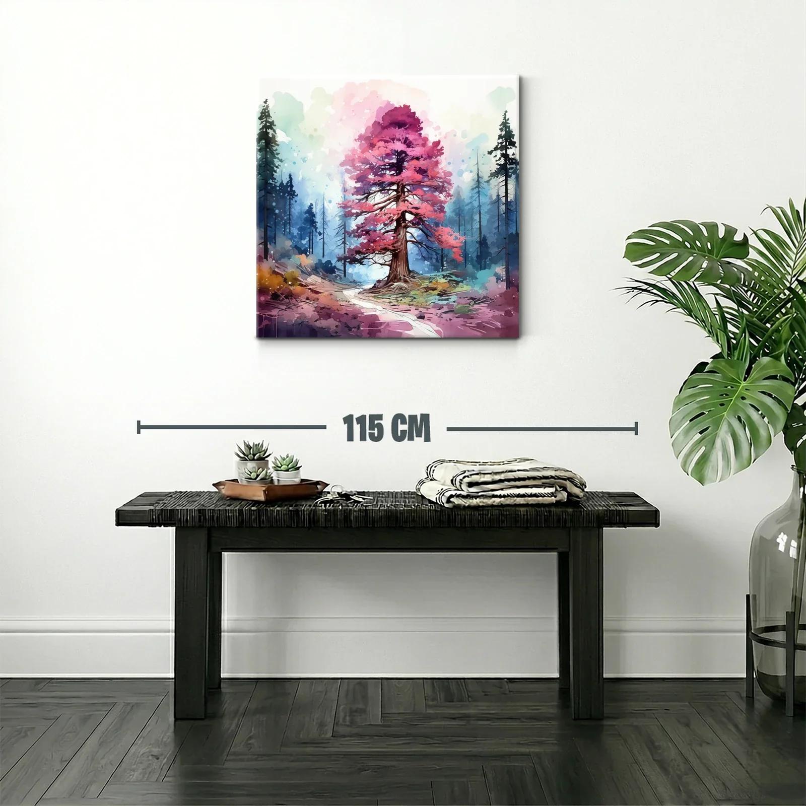 Árbol rosa en bosque de ensueño y tonos vibrantes — miniatura 2