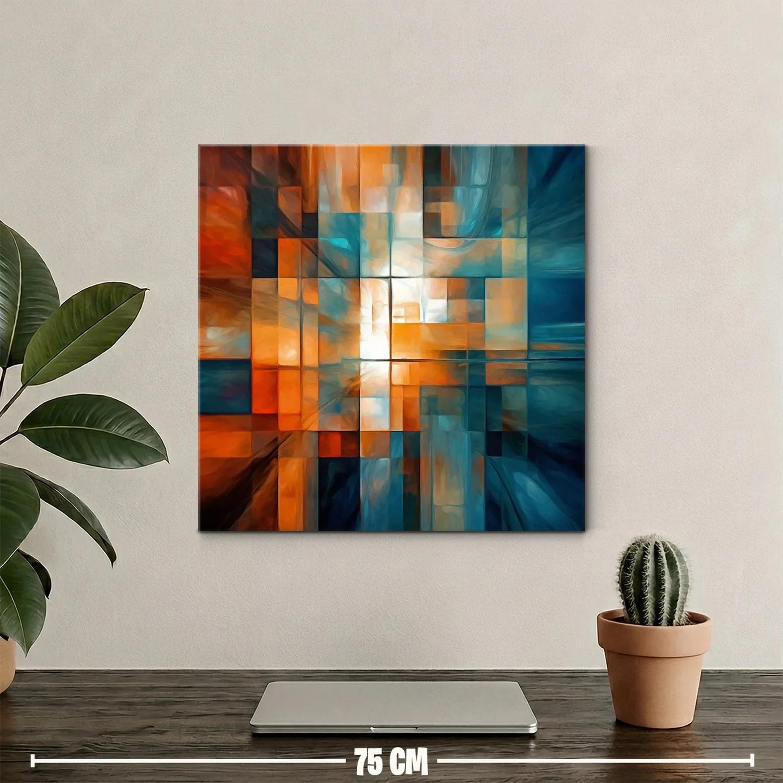 Composición abstracta en tonos cálidos y fríos para espacios modernos — miniatura 2