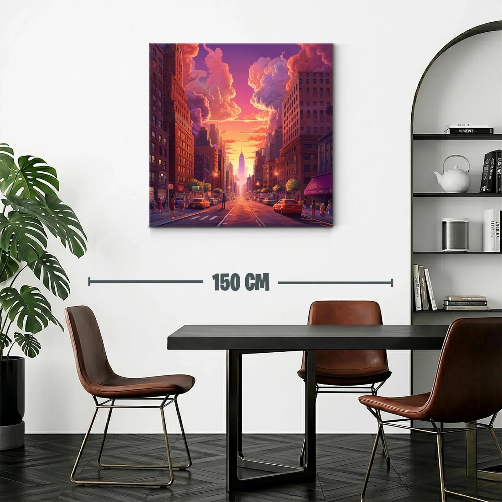 Atardecer en ciudad con cielo de nubes vibrantes — miniatura 2