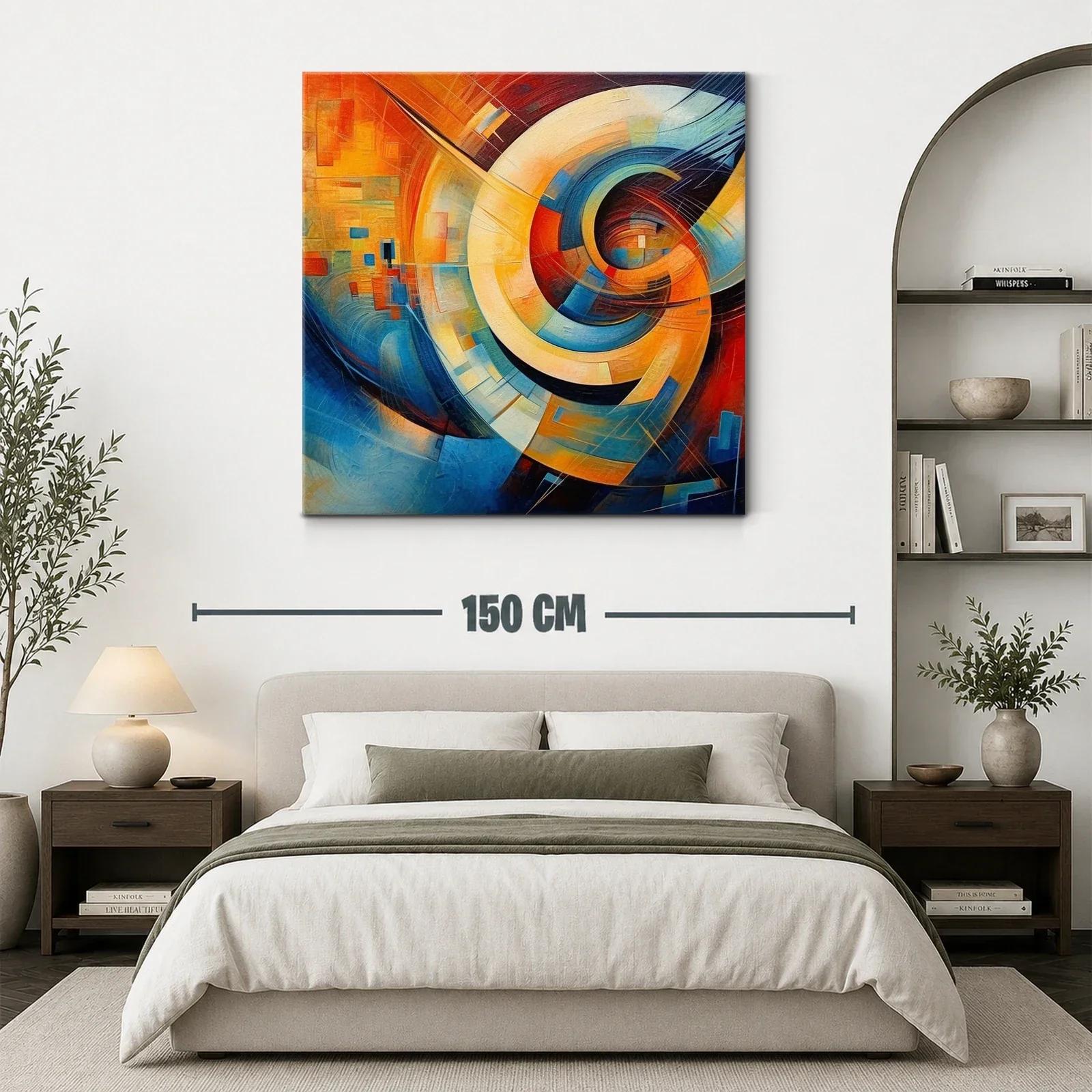 Cuadro abstracto con dinámicas formas y tonos vibrantes — miniatura 3