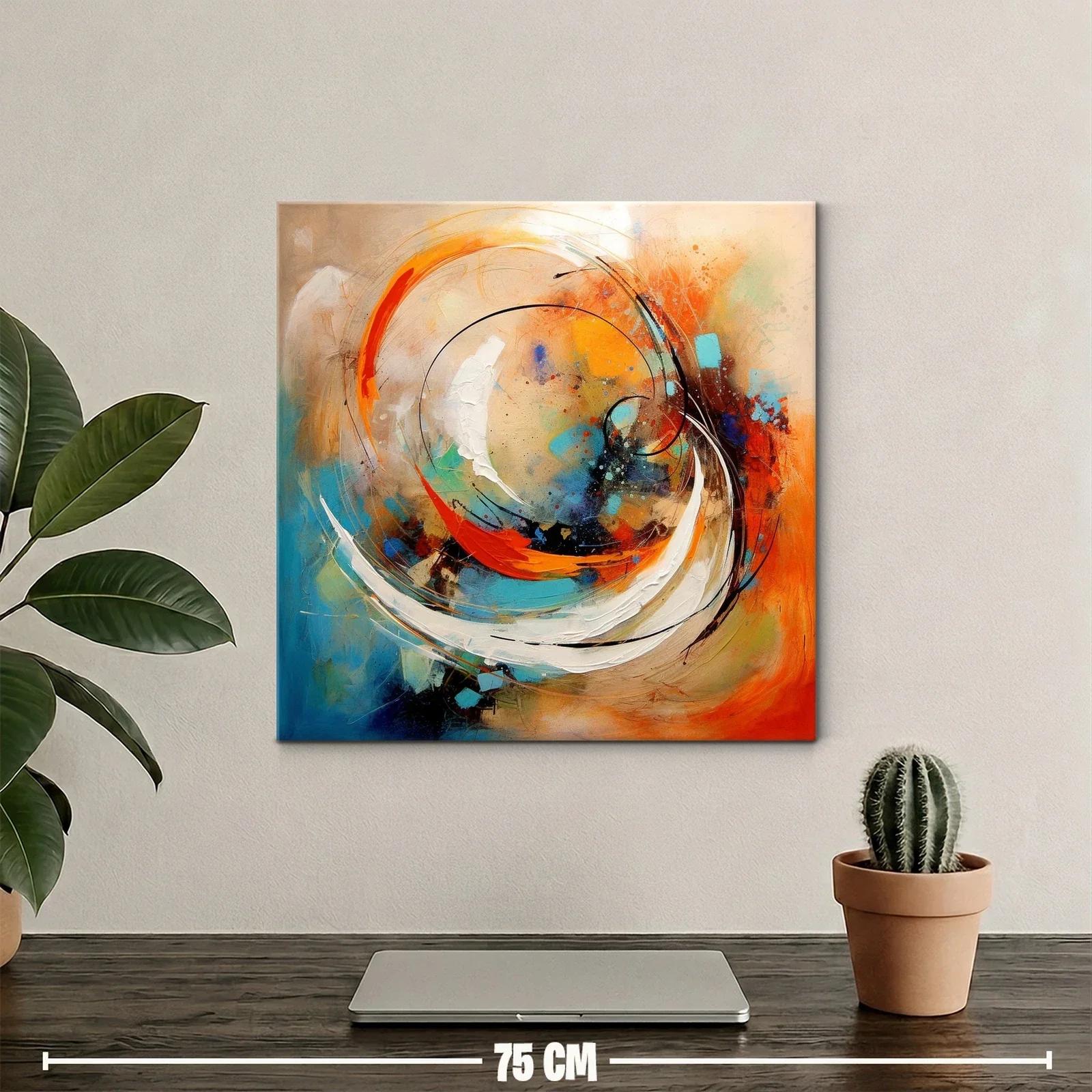 Cuadro abstracto con vibrantes tonos naranja y azul — miniatura 2