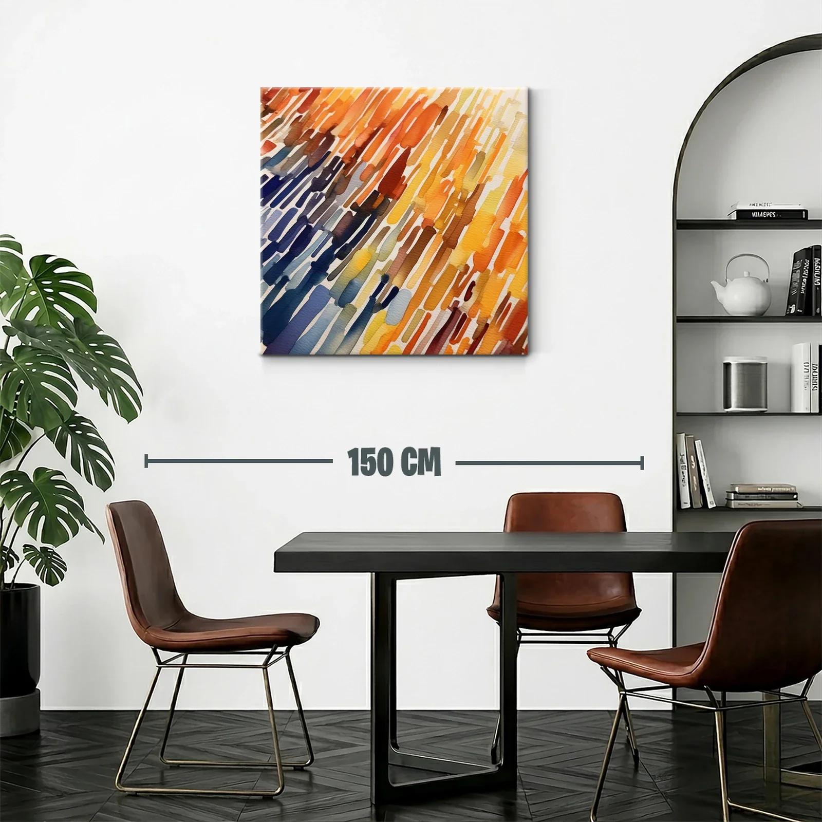Arte abstracto con tonos cálidos y fríos en trazos verticales — miniatura 2