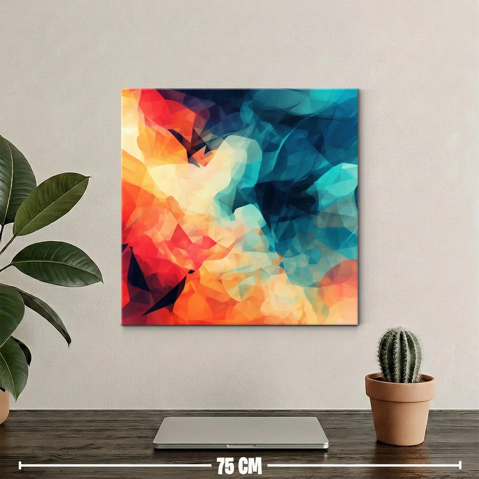 Cuadro abstracto en tonos cálidos y fríos vibrantes — miniatura 2