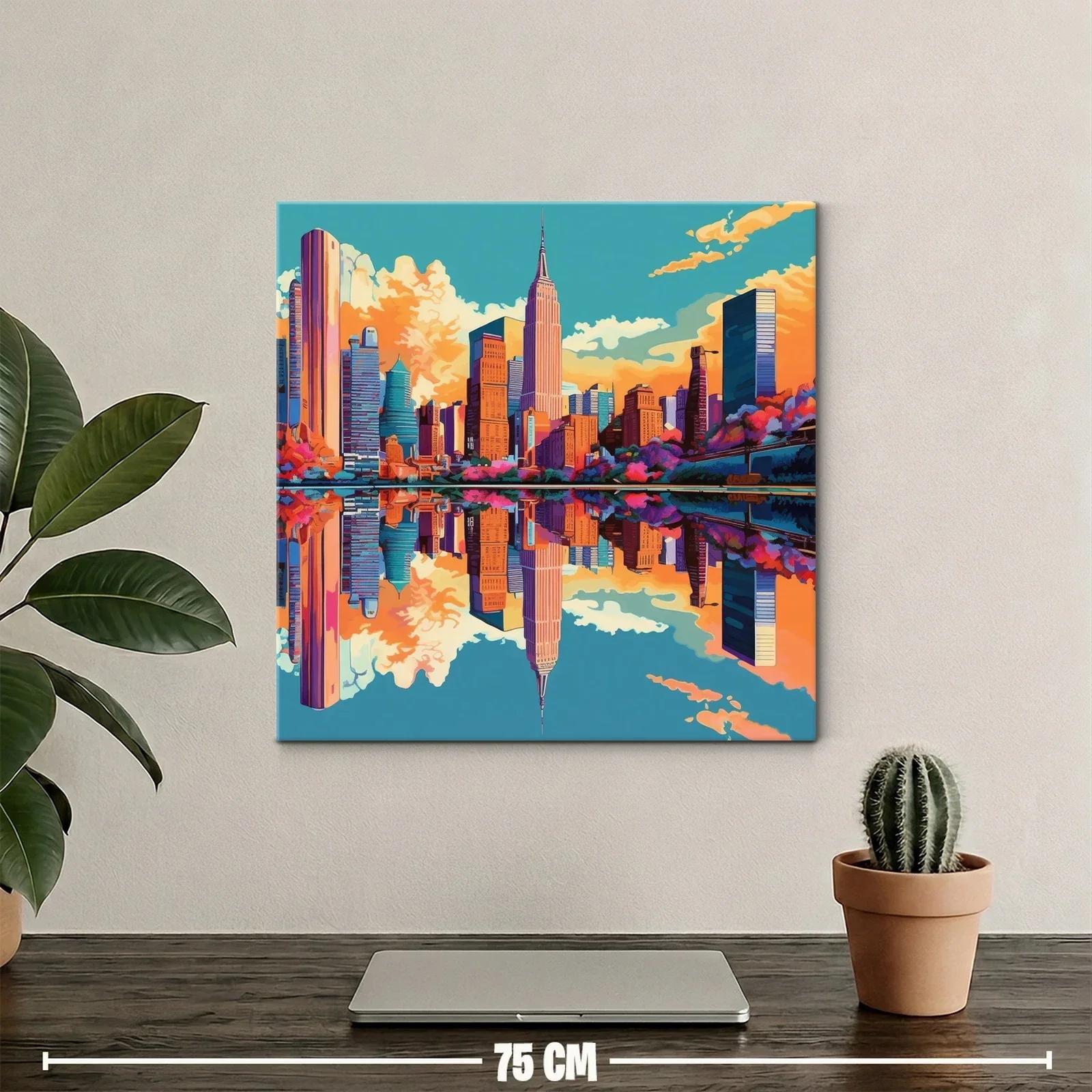Paisaje urbano vibrante con reflejo en el agua — miniatura 2