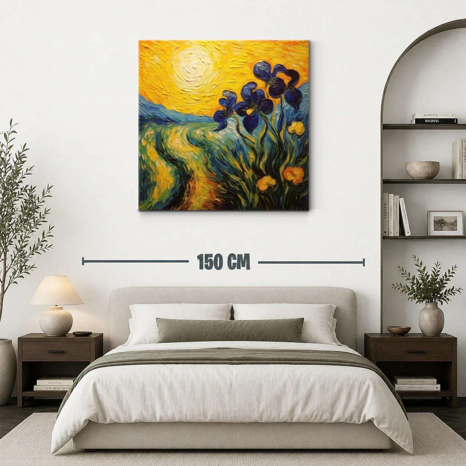 Cuadro vibrante con flores azules bajo el sol brillante — miniatura 3