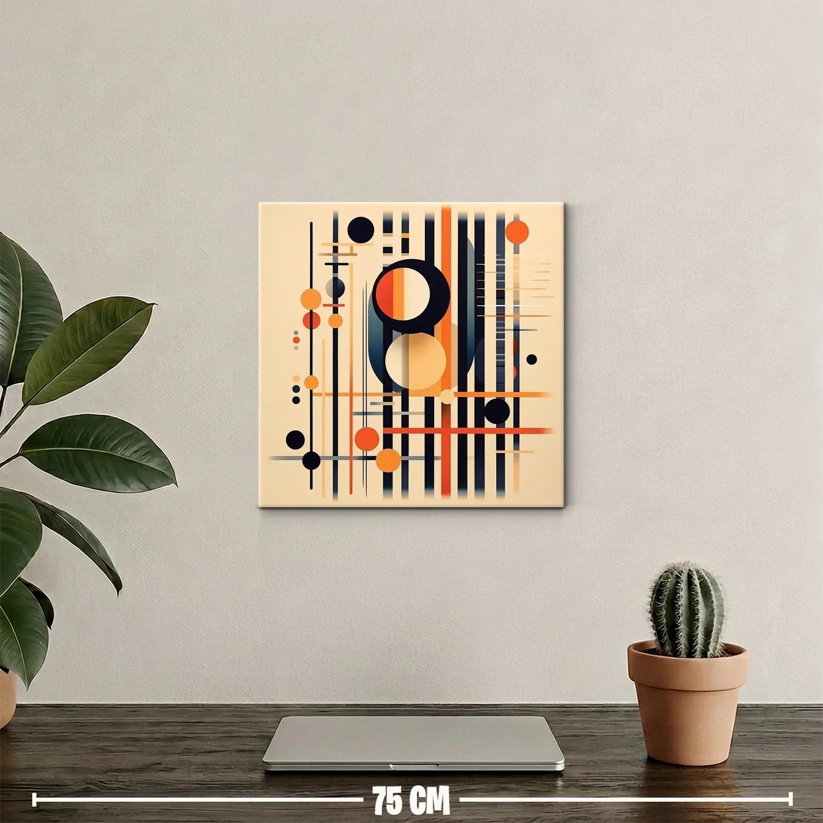 Composición geométrica con líneas y círculos en tonos cálidos — miniatura 2