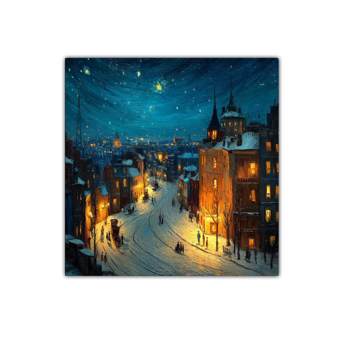 Atardecer nocturno en ciudad con luces cálidas — miniatura 1