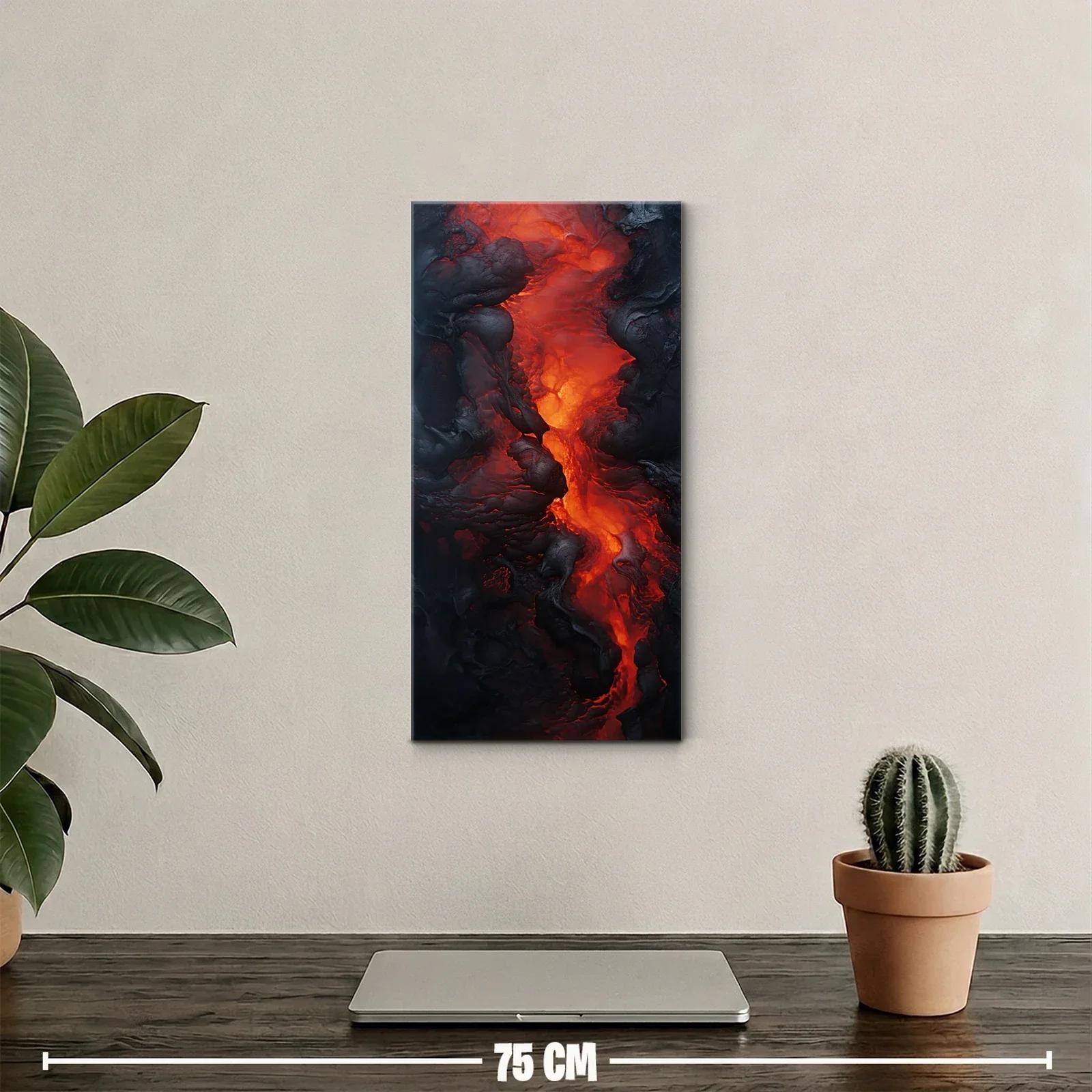 Cuadro lava incandescente entre rocas oscuras — miniatura 2