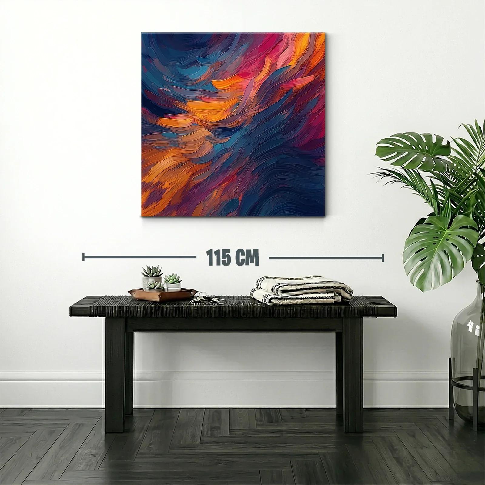 Cuadro abstracto con tonos cálidos y azules profundos — miniatura 2