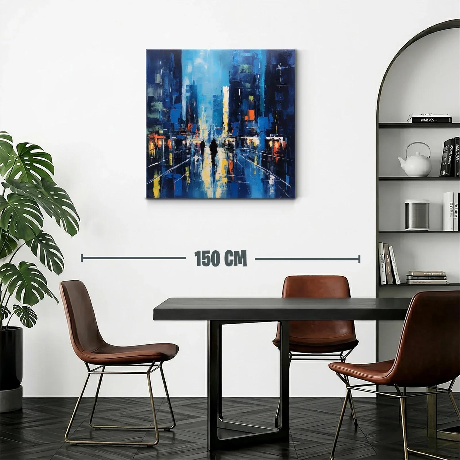 Paisaje urbano nocturno con reflejos vibrantes y figuras — miniatura 2