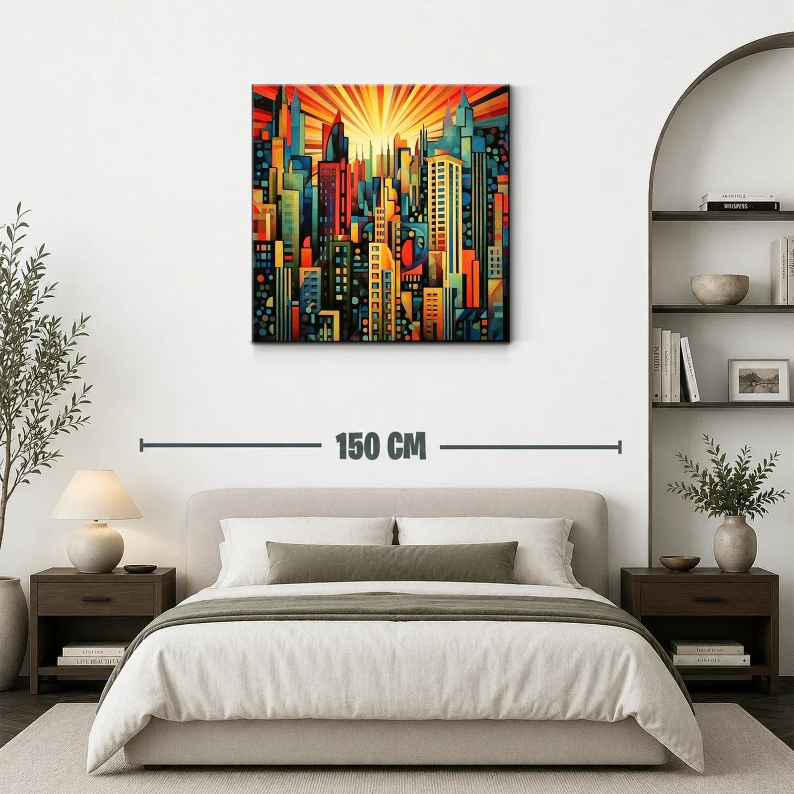 Vibrante ciudad moderna con luz radiante al amanecer — miniatura 3