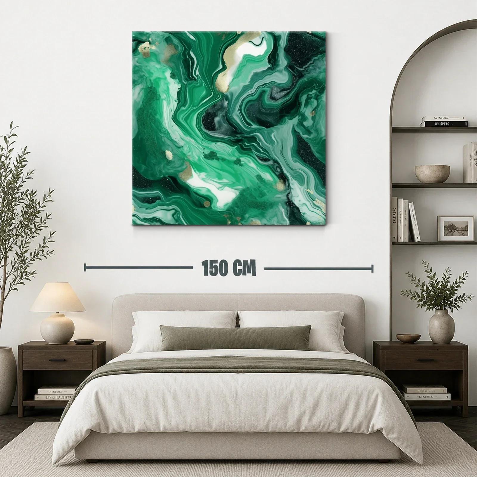 Arte abstracto con tonos verdes y detalles dorados — miniatura 3