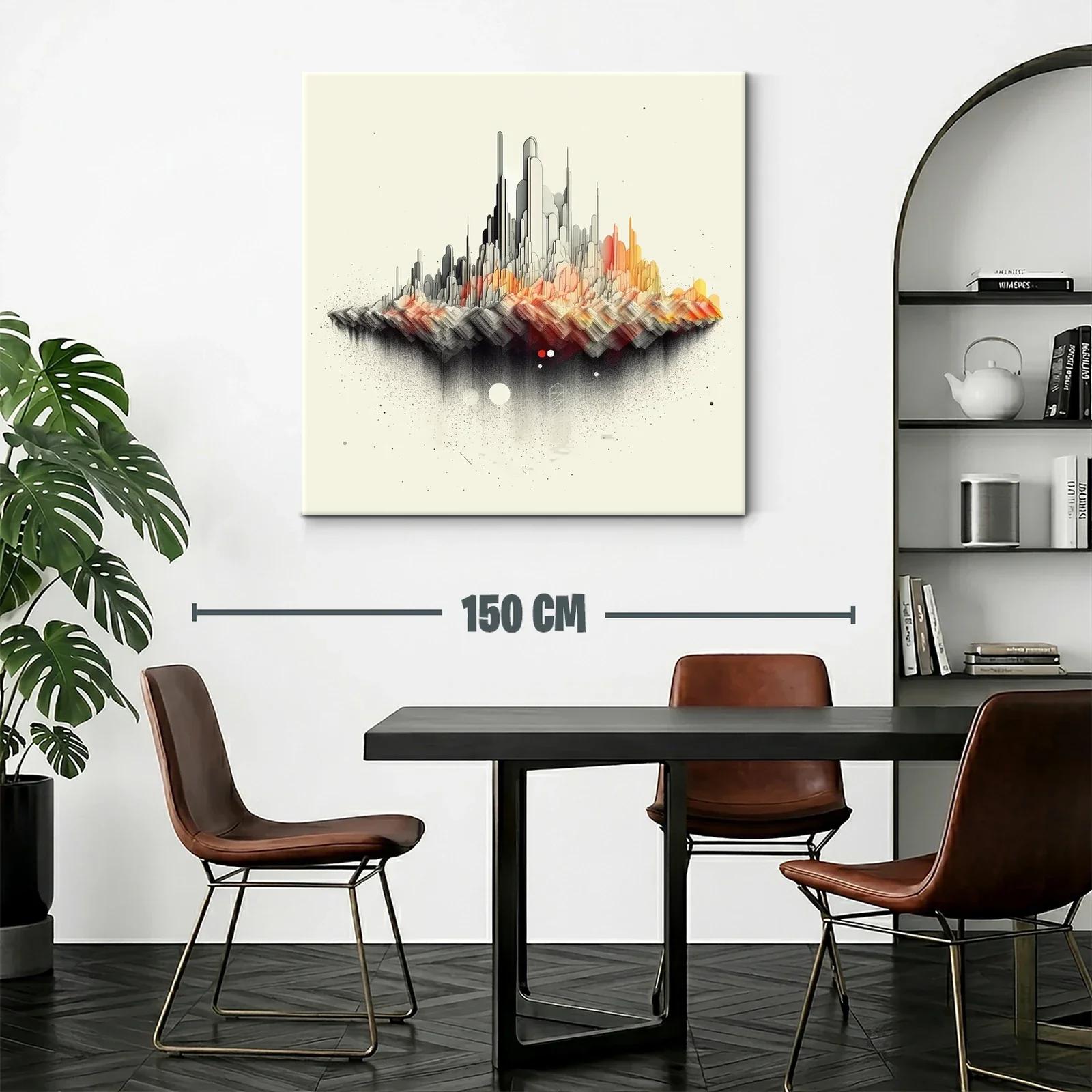 Paisaje abstracto de ciudad flotante con tonos cálidos y grises — miniatura 2