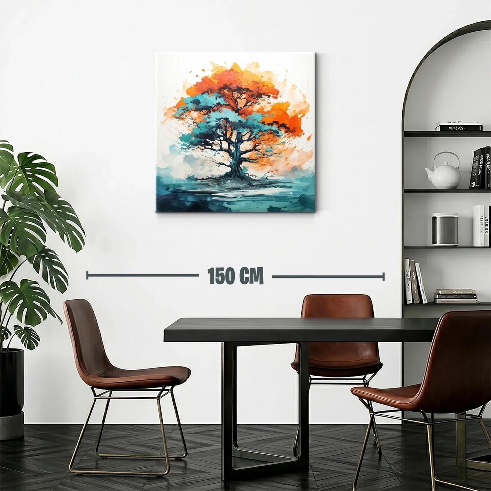 Árbol vibrante con tonos turquesa y naranja intenso — miniatura 2