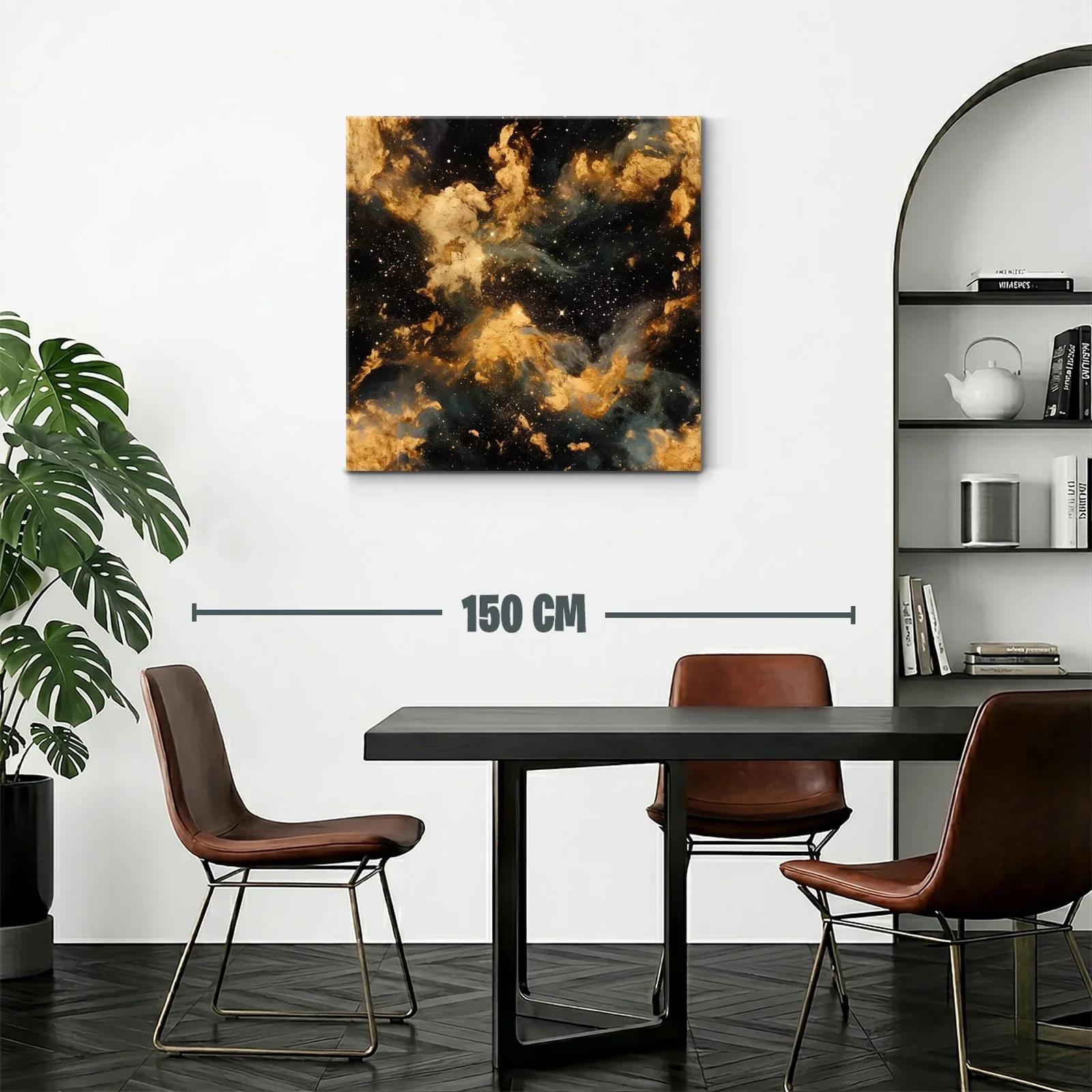 Cuadro Abstracto Nebulosa Dorada con Toques Cósmicos — miniatura 2