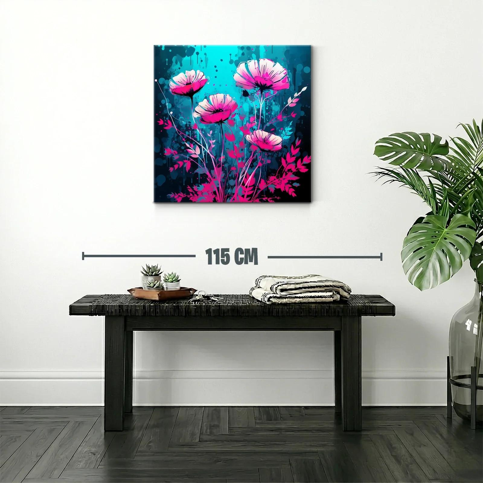 Flores vibrantes en contraste turquesa y magenta — miniatura 2