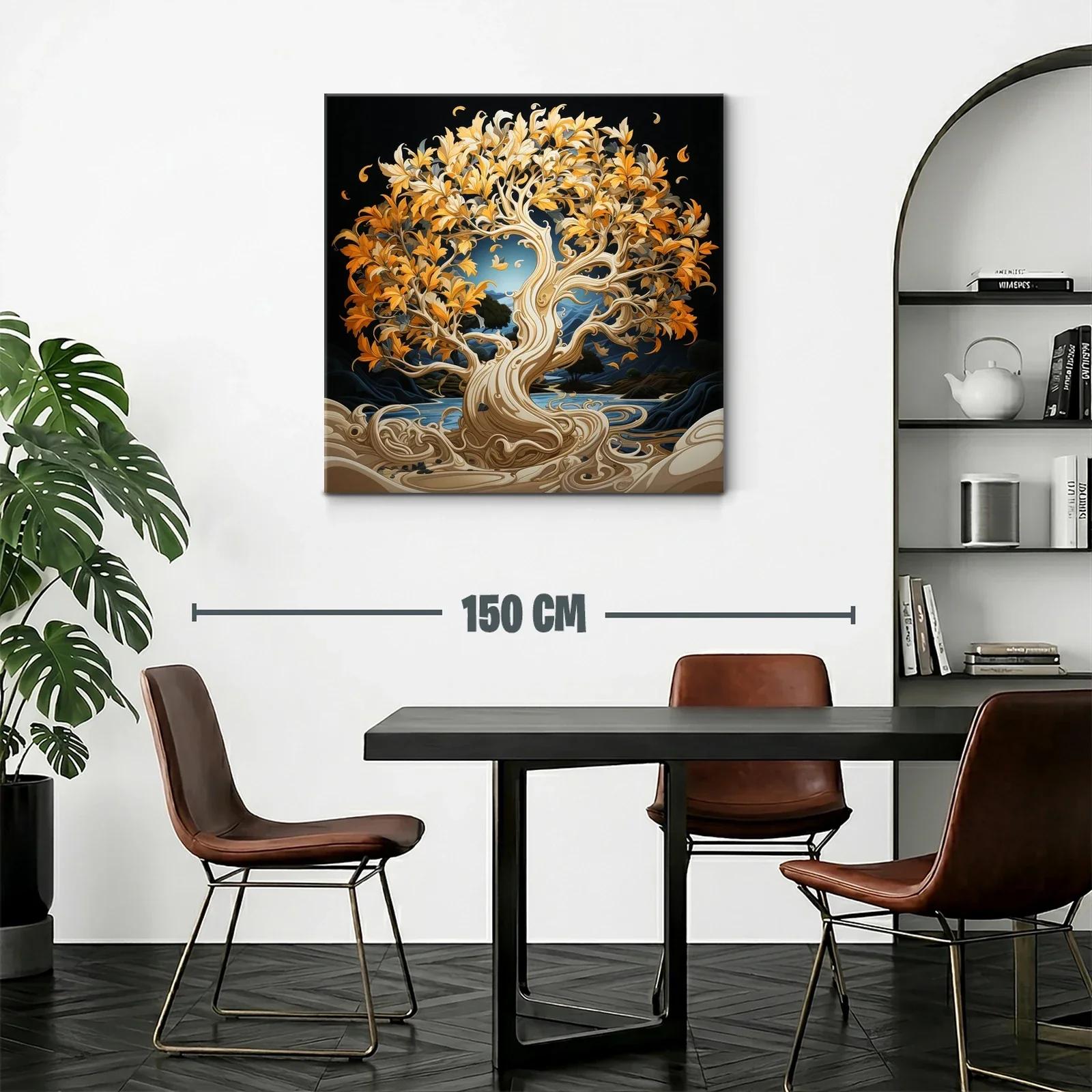 Árbol dorado en paisaje onírico con detalles fluidos — miniatura 2