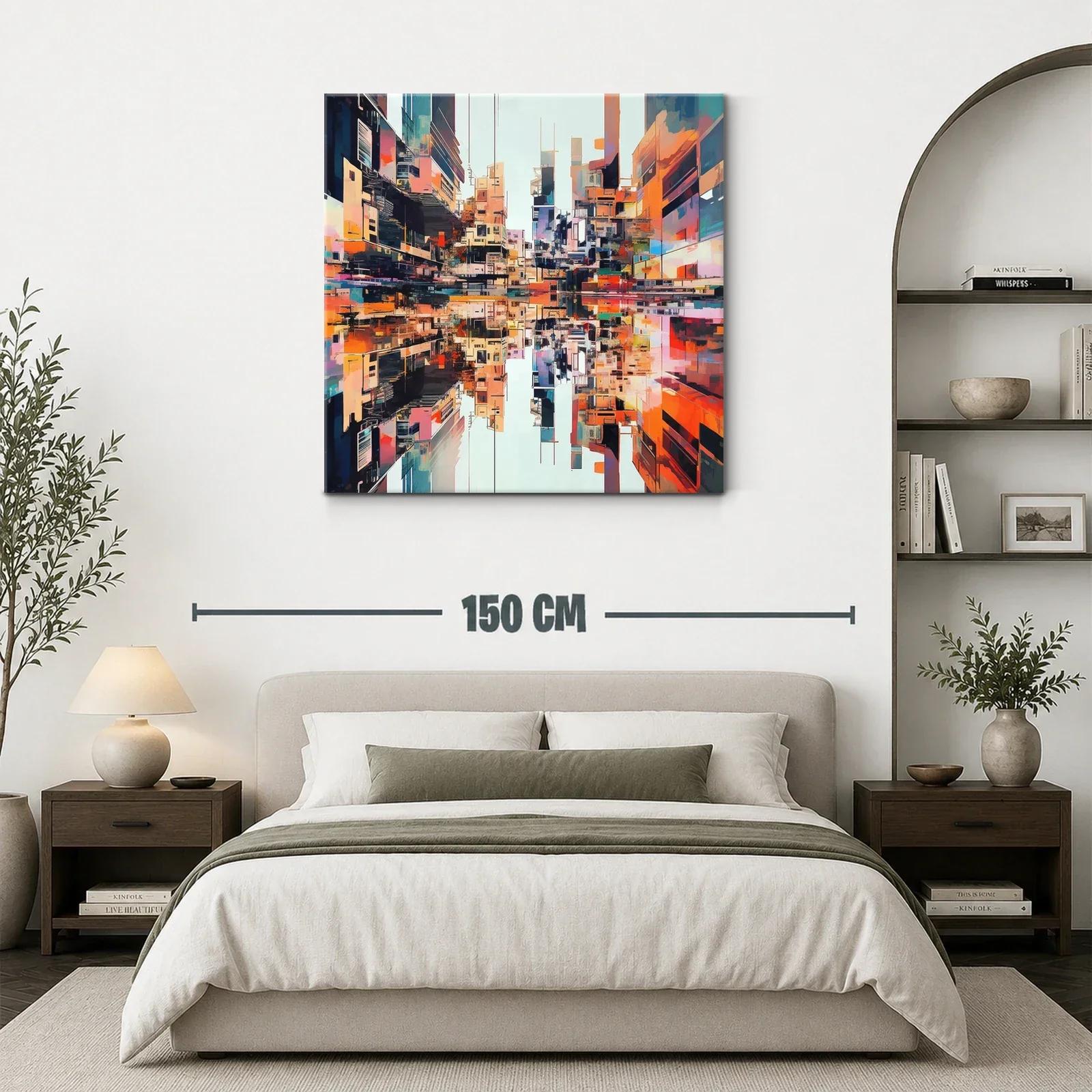 Arte urbano vibrante con reflejos y arquitectura moderna — miniatura 3