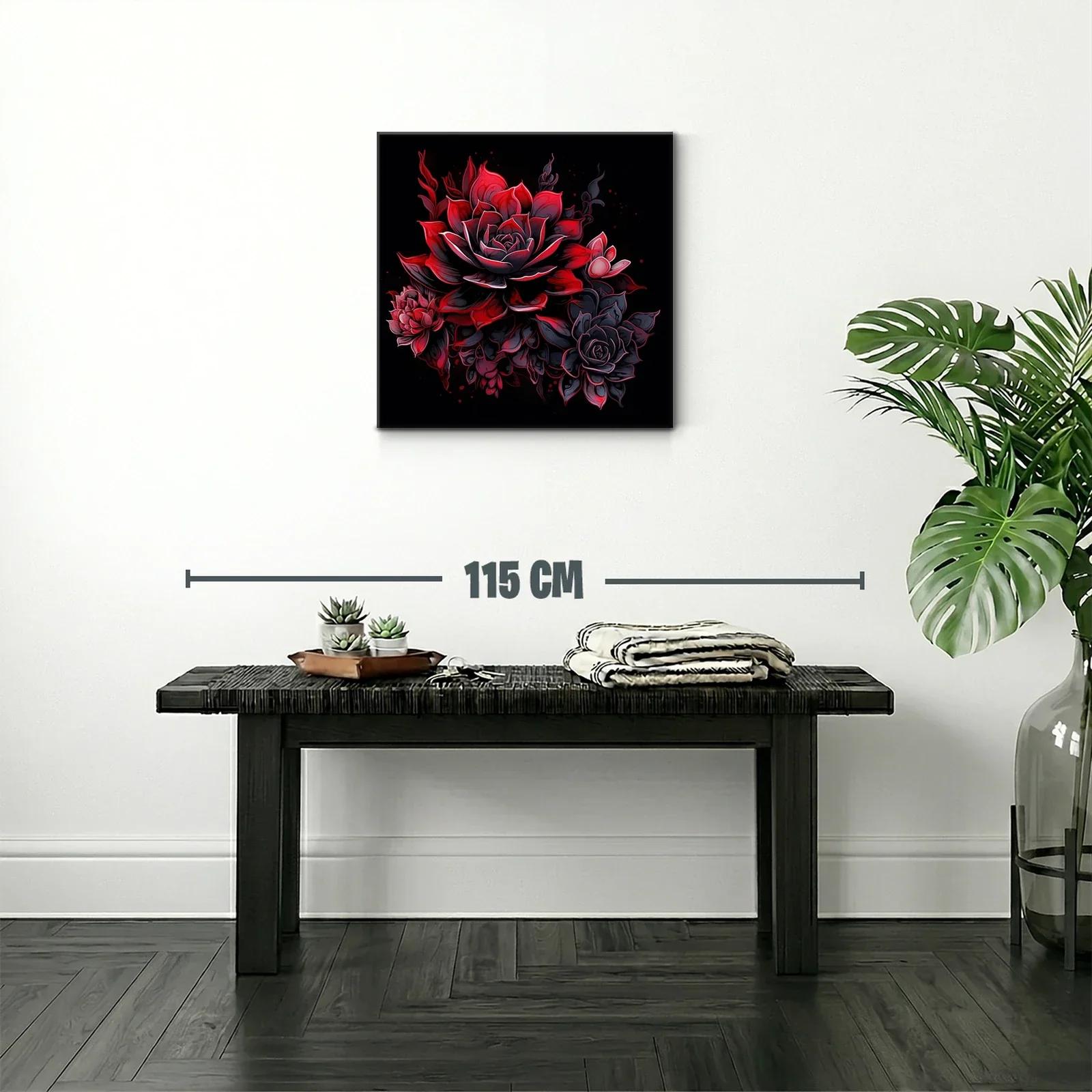 Ramo de flores vibrantes en tonos rojos y negros — miniatura 2